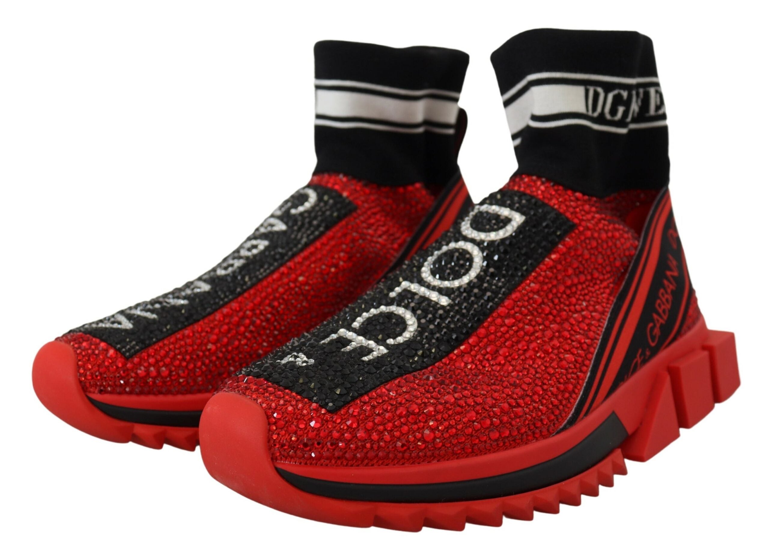 Dolce & Gabbana Red Bling Sorrento Кецове Чорапи Обувки