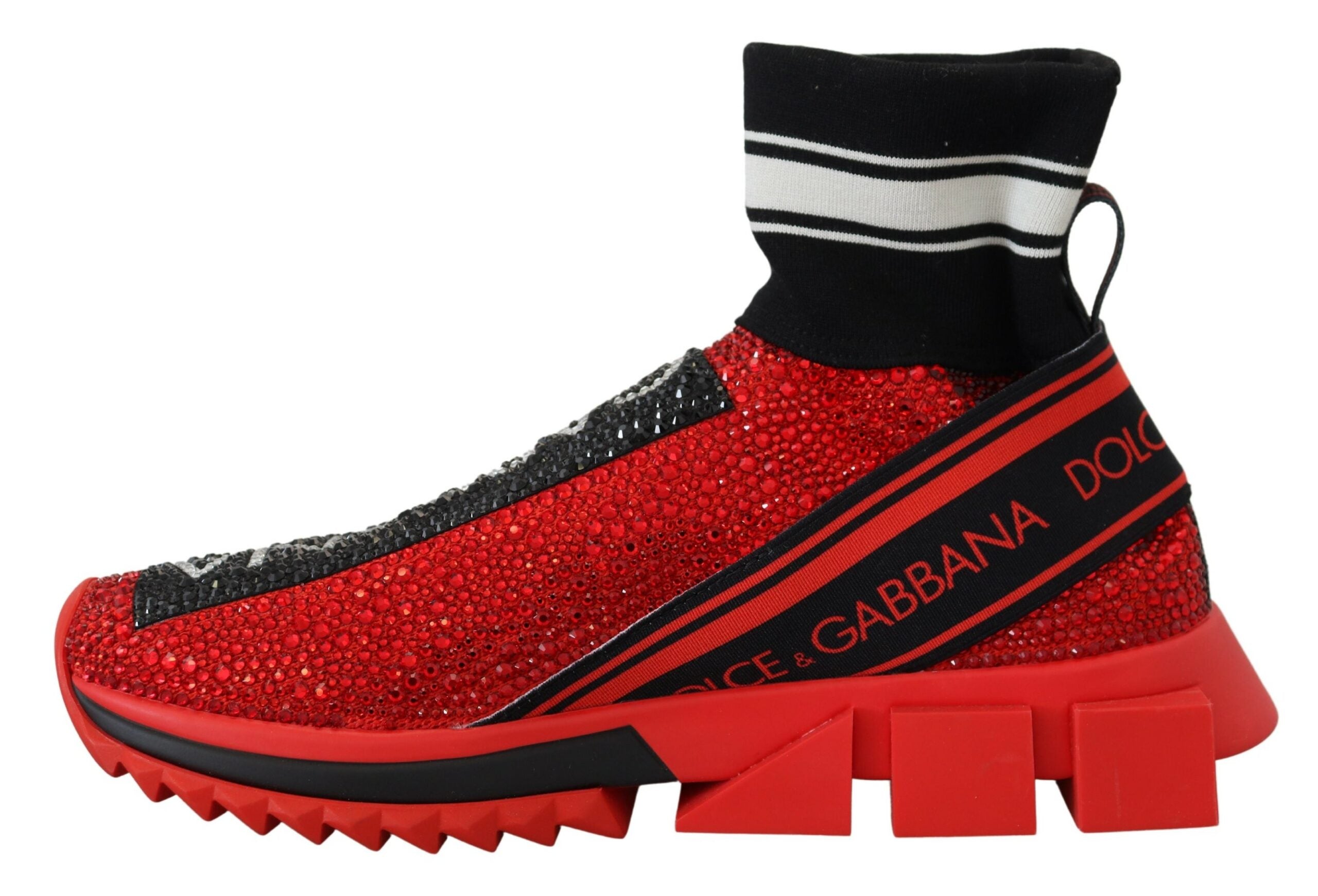 Dolce & Gabbana Red Bling Sorrento Кецове Чорапи Обувки