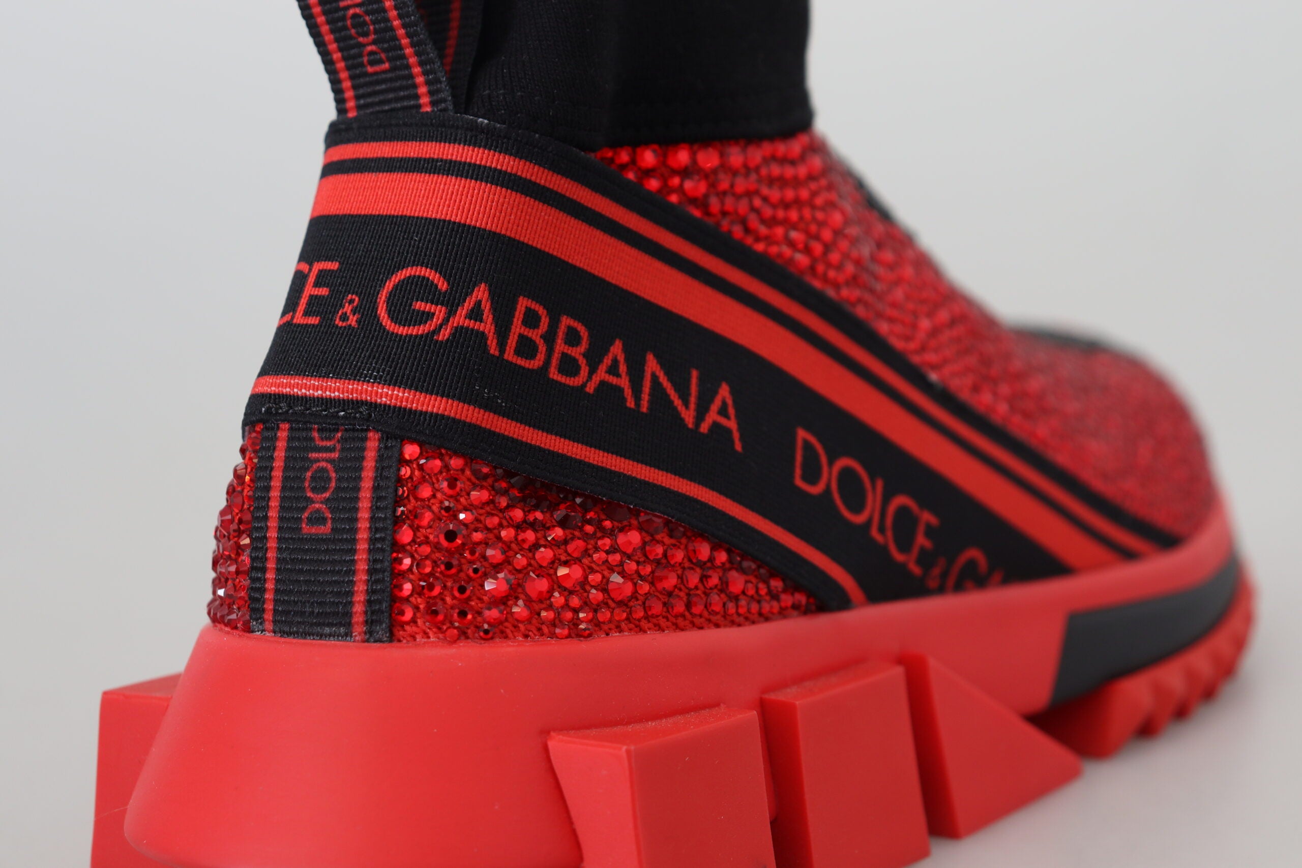 Dolce & Gabbana Red Bling Sorrento Кецове Чорапи Обувки