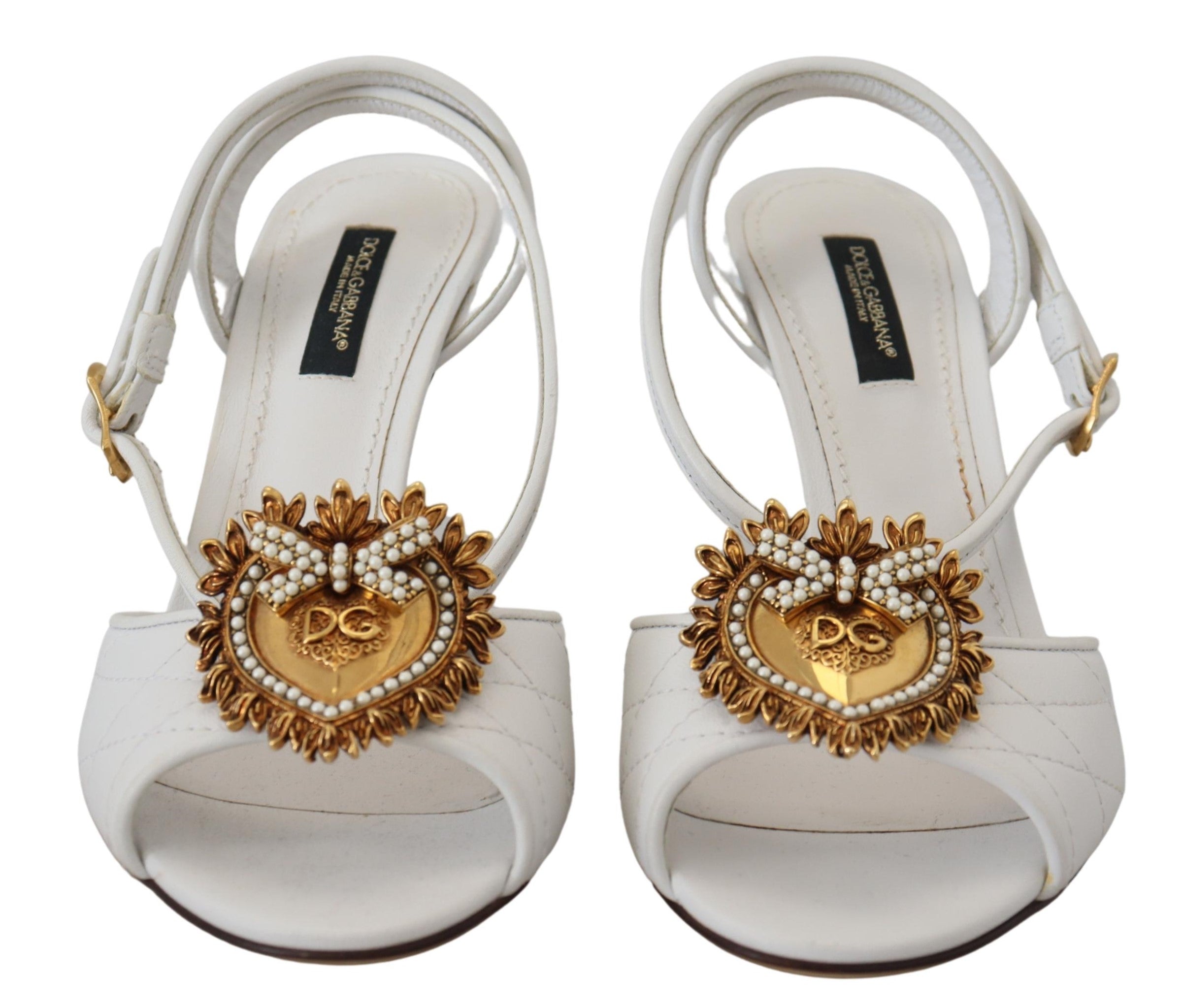 Dolce & Gabbana White Devotion украсени сандали обувки