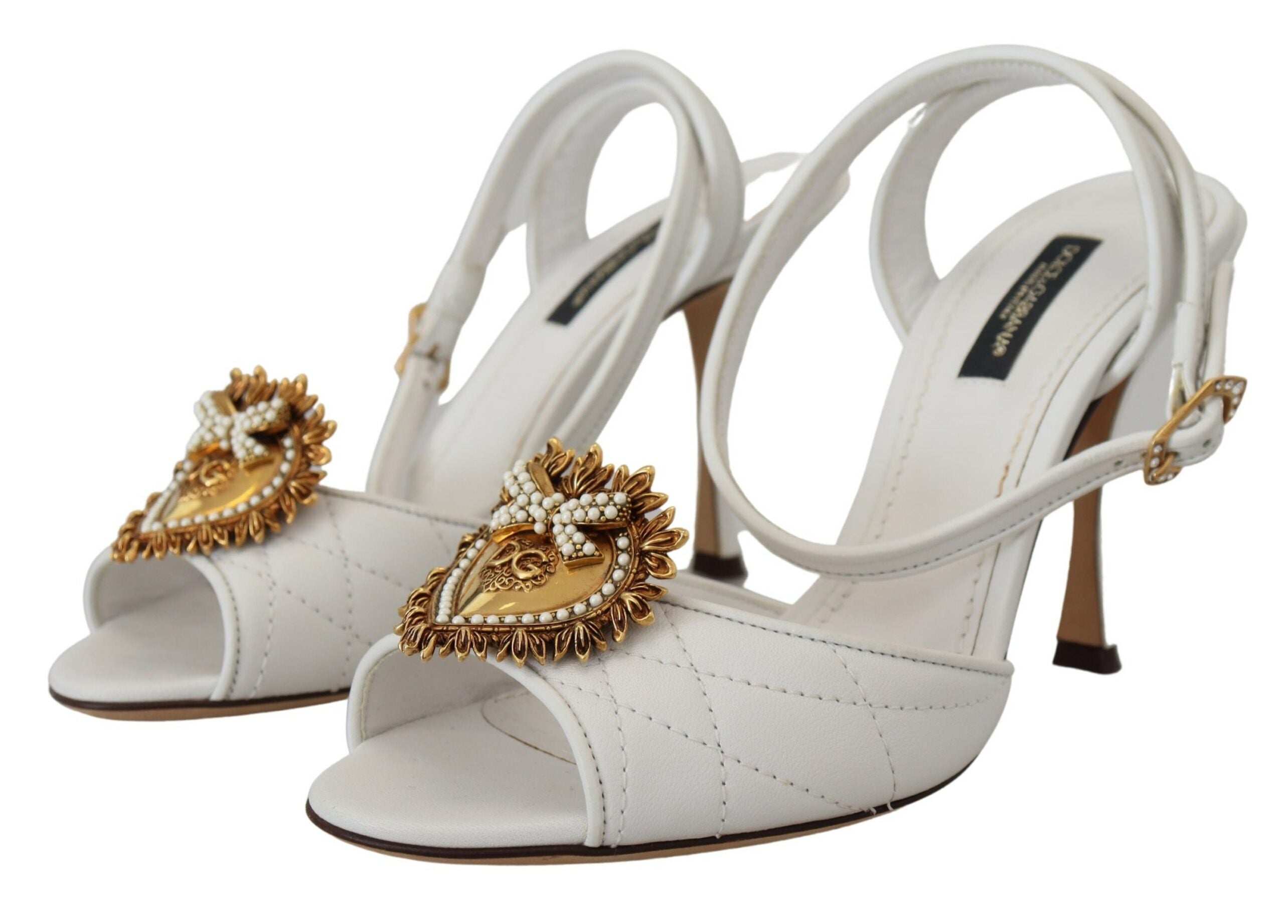 Dolce & Gabbana White Devotion украсени сандали обувки