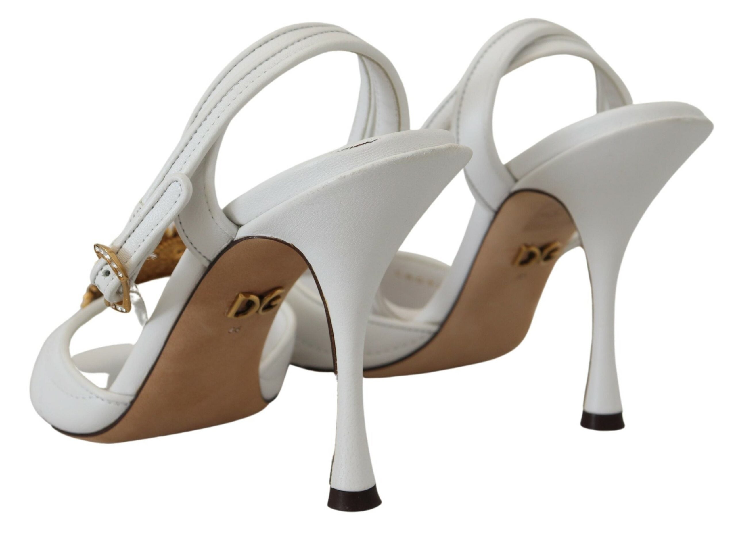 Dolce & Gabbana White Devotion украсени сандали обувки