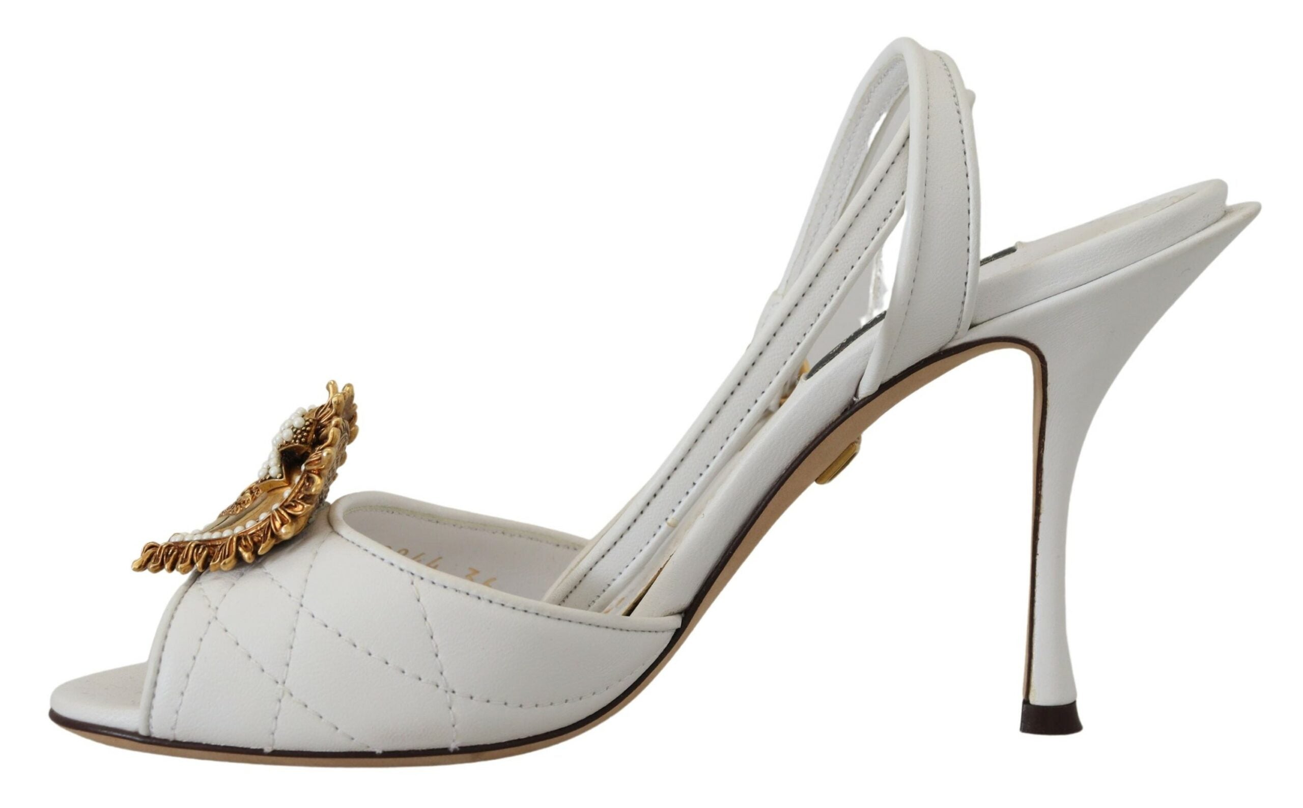 Dolce & Gabbana White Devotion украсени сандали обувки