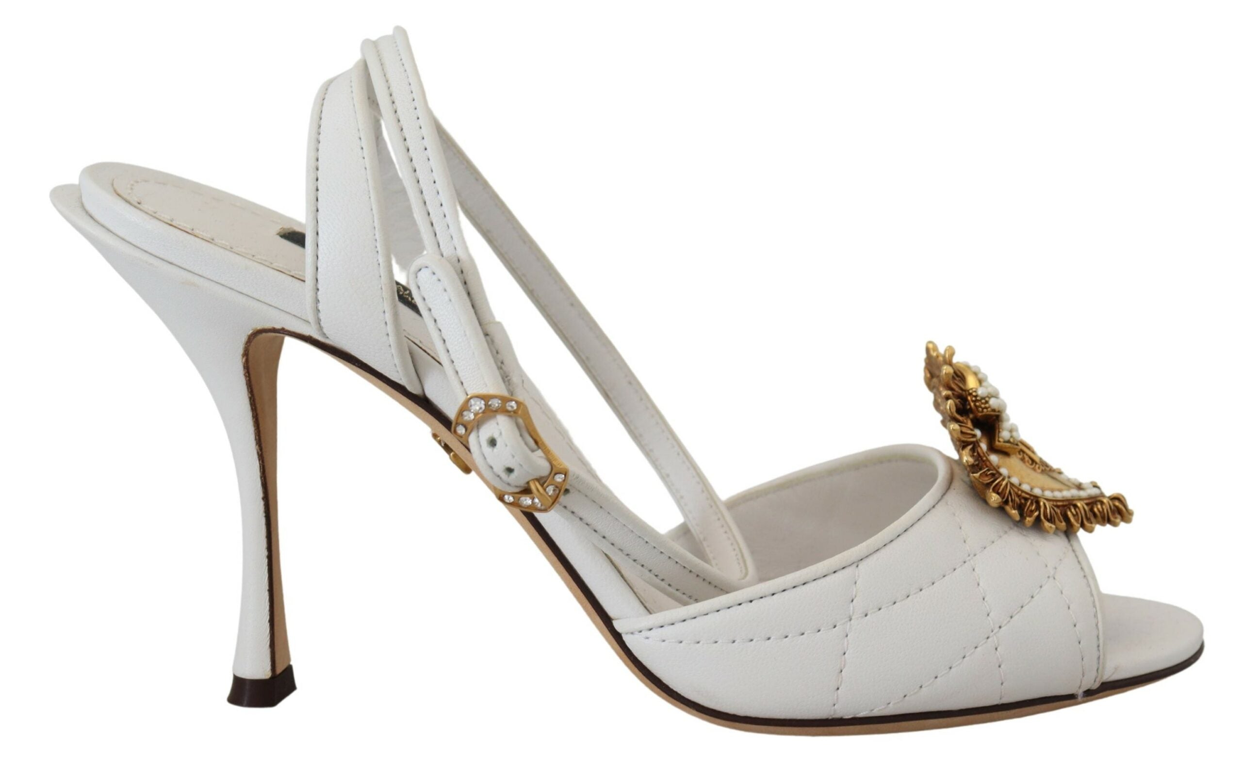 Dolce & Gabbana White Devotion украсени сандали обувки
