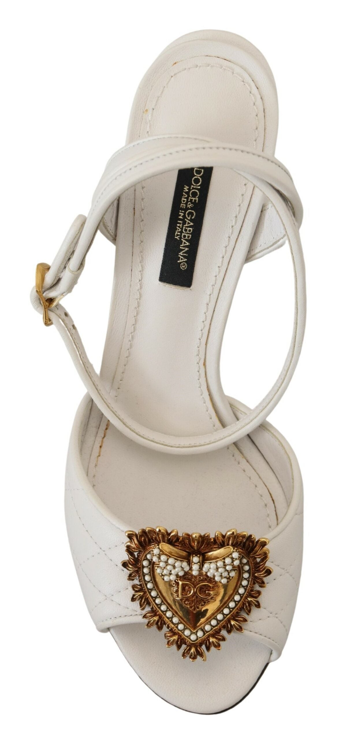 Dolce & Gabbana White Devotion украсени сандали обувки