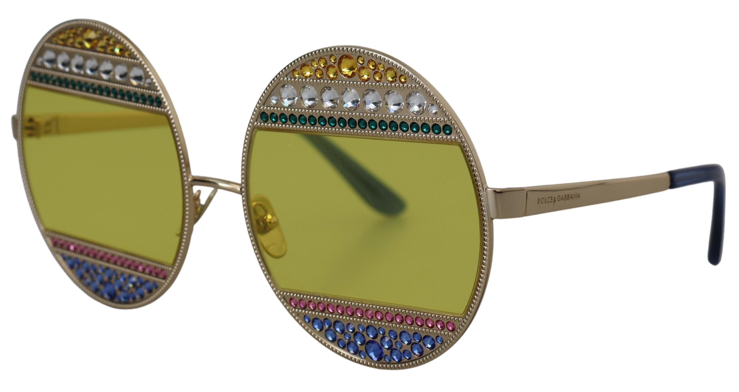 Слънчеви очила Dolce & Gabbana със златни овални метални кристали DG2209B