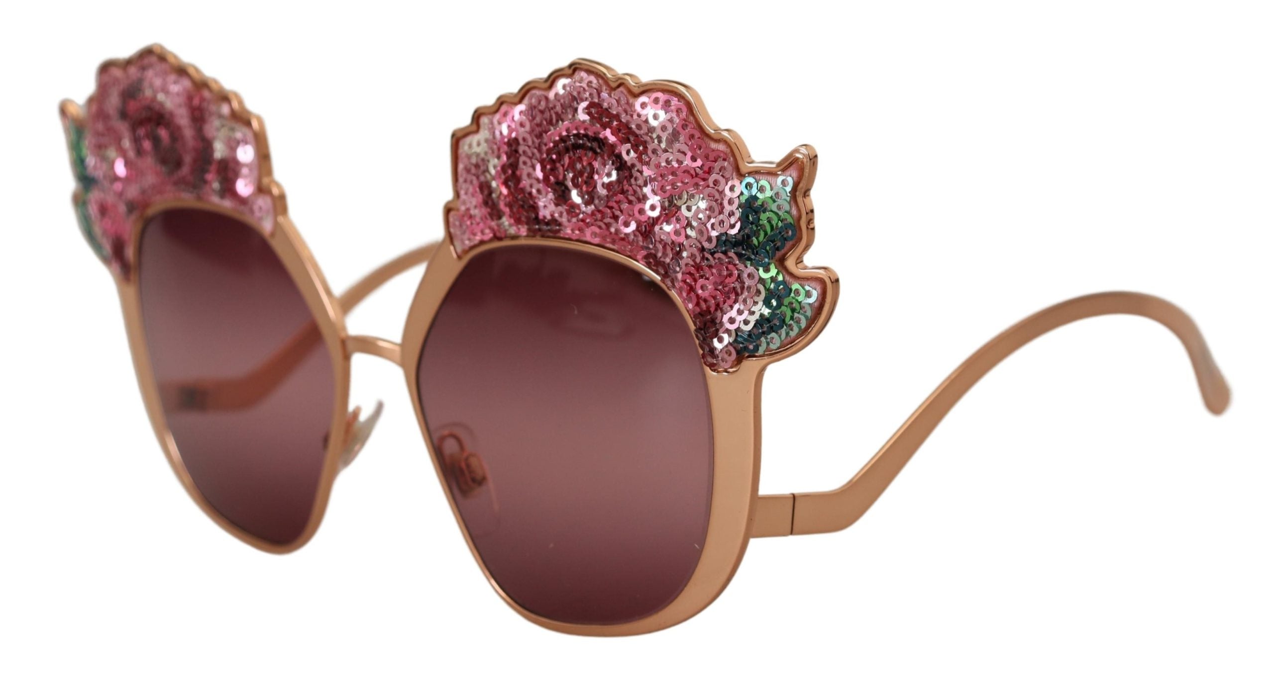Слънчеви очила Dolce & Gabbana с бродерия от пайети в розово злато DG2202
