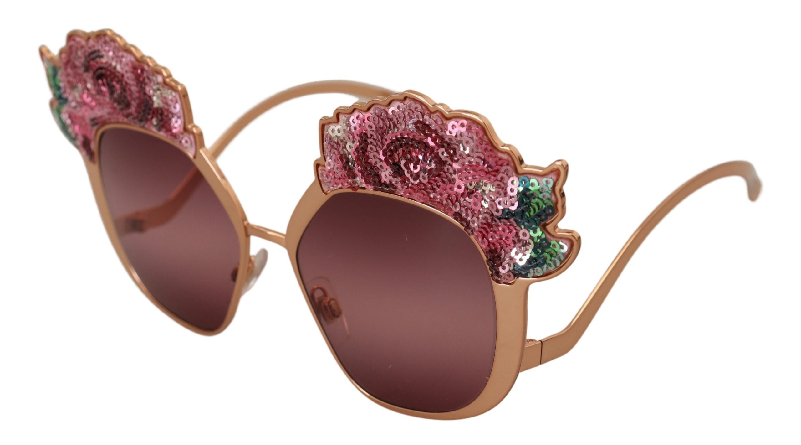 Слънчеви очила Dolce & Gabbana с бродерия от пайети в розово злато DG2202