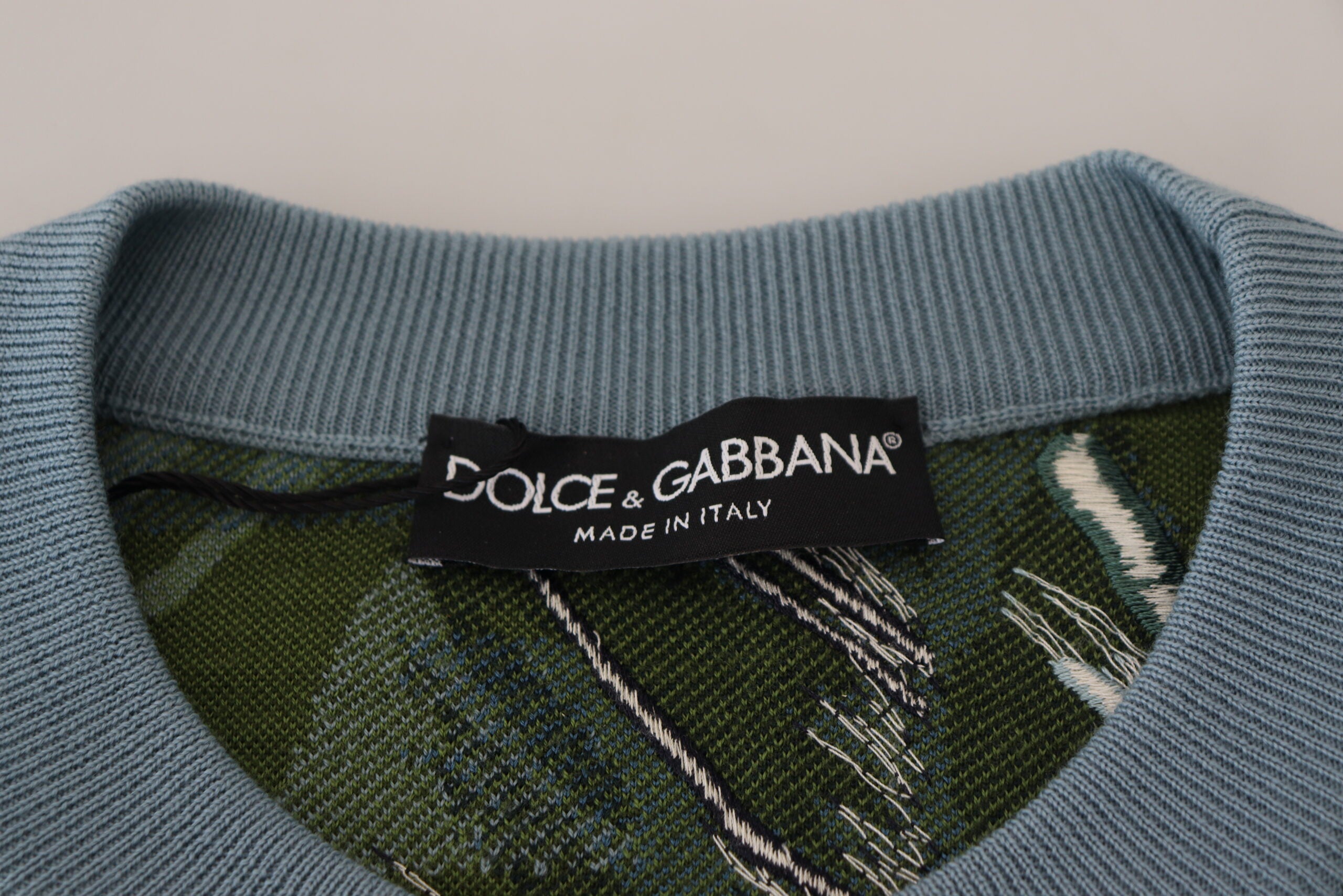 Многоцветен вълнен пуловер с лого на Dolce & Gabbana