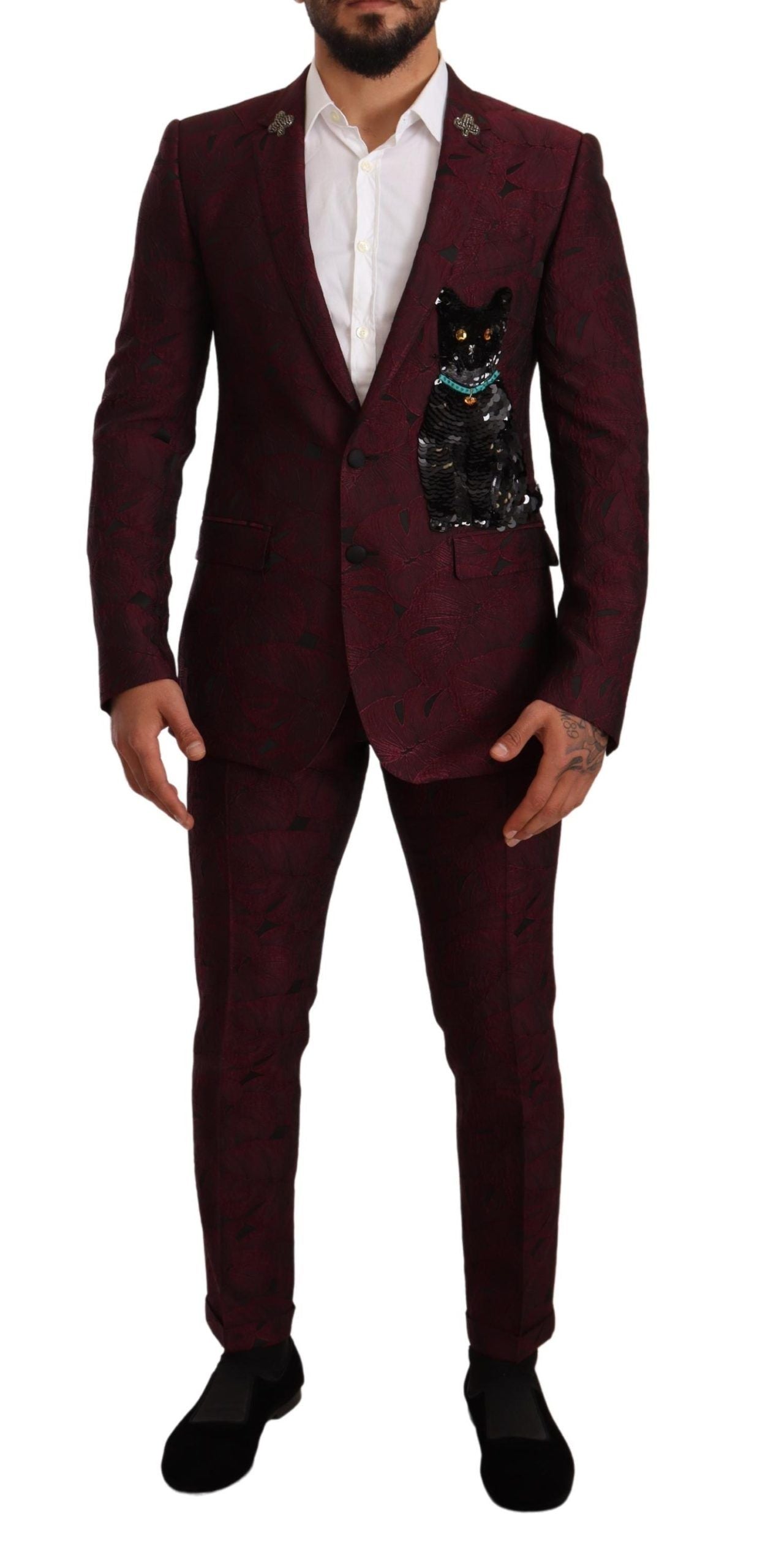 Dolce & Gabbana Maroon Cat Sequin MARTINI Костюм от 2 части