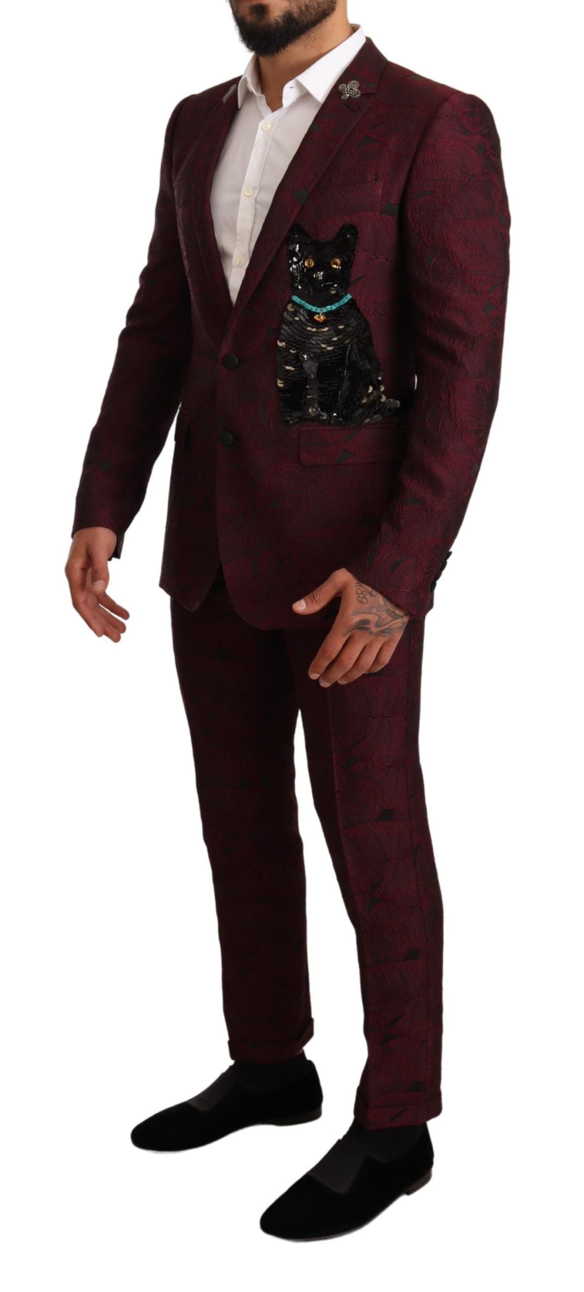 Dolce & Gabbana Maroon Cat Sequin MARTINI Костюм от 2 части