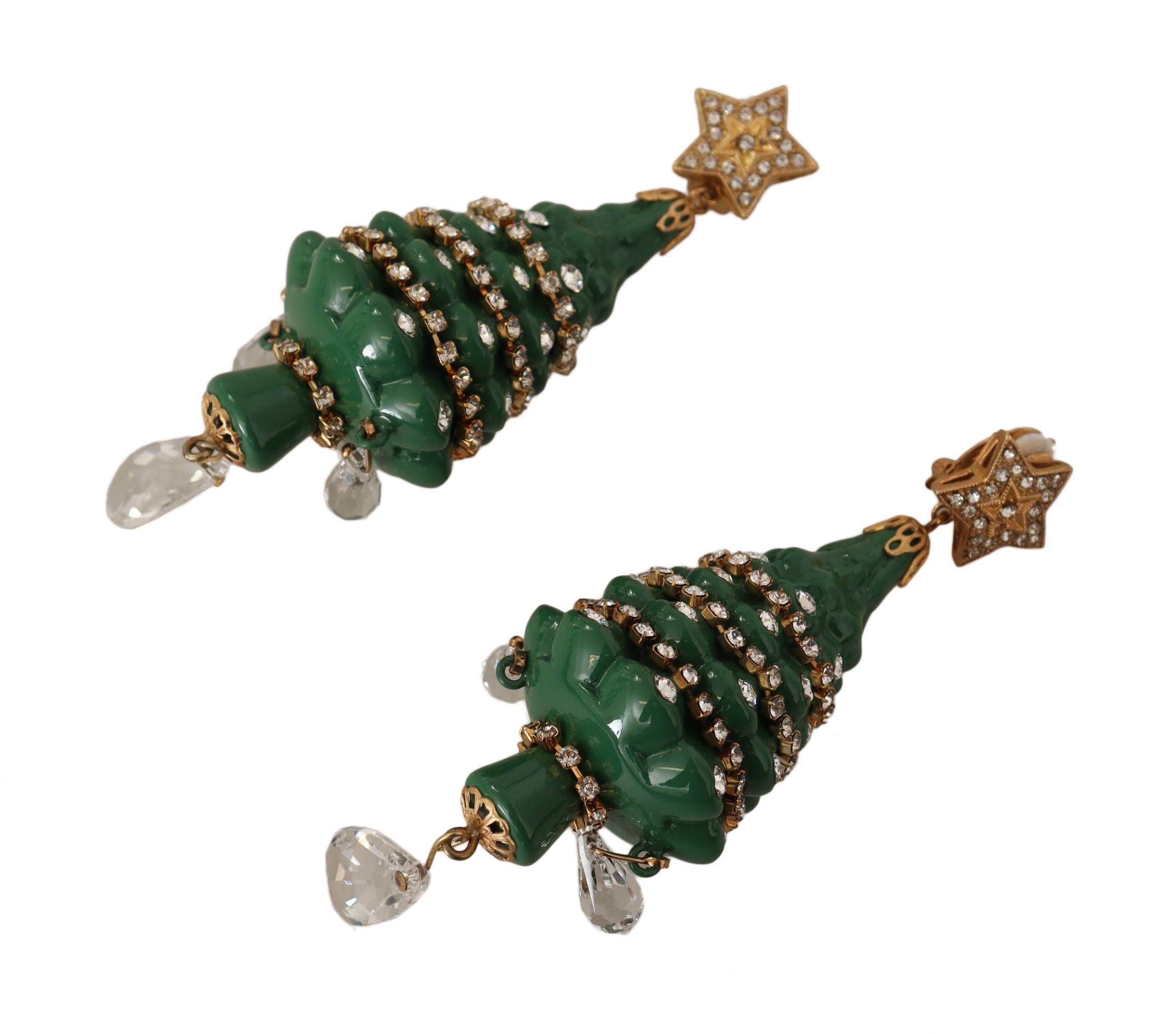 Dolce & Gabbana Enchanting Crystal Christmas Tree Clip-On Earrings