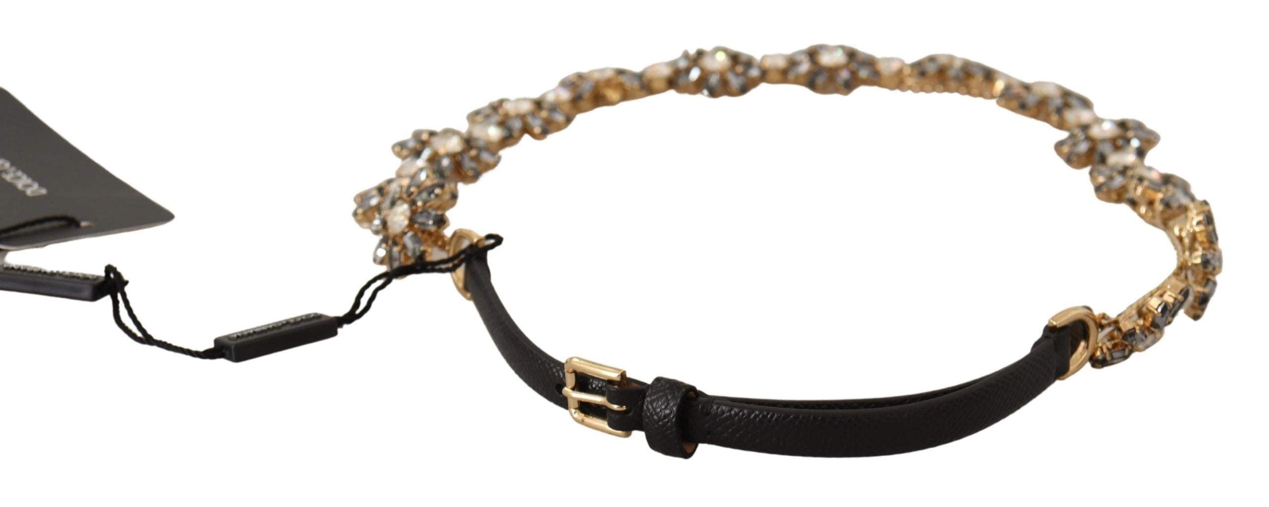 Колан Dolce & Gabbana Black Daisy Crystal Dauphine Texture