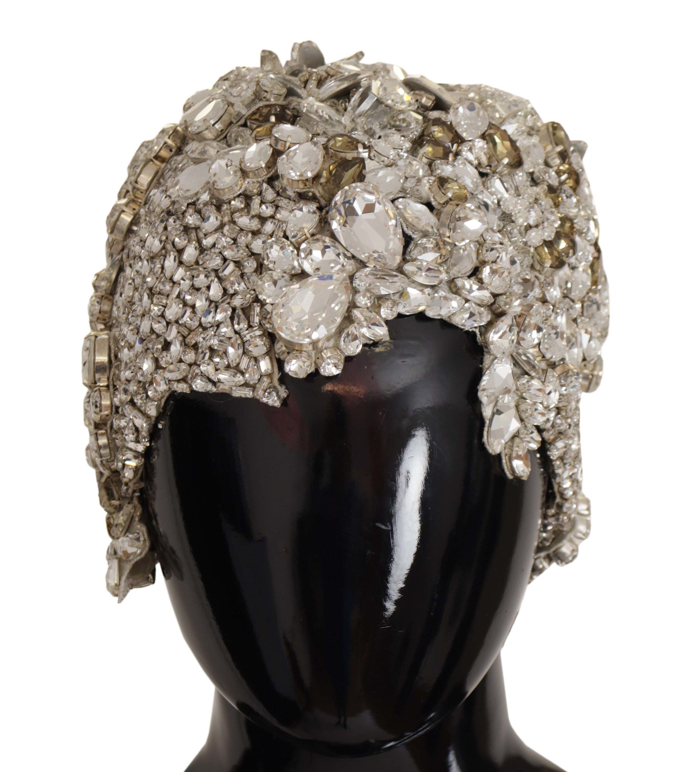 Dolce & Gabbana Сребърна сълза от мъниста Casque с тюрбан с пайети