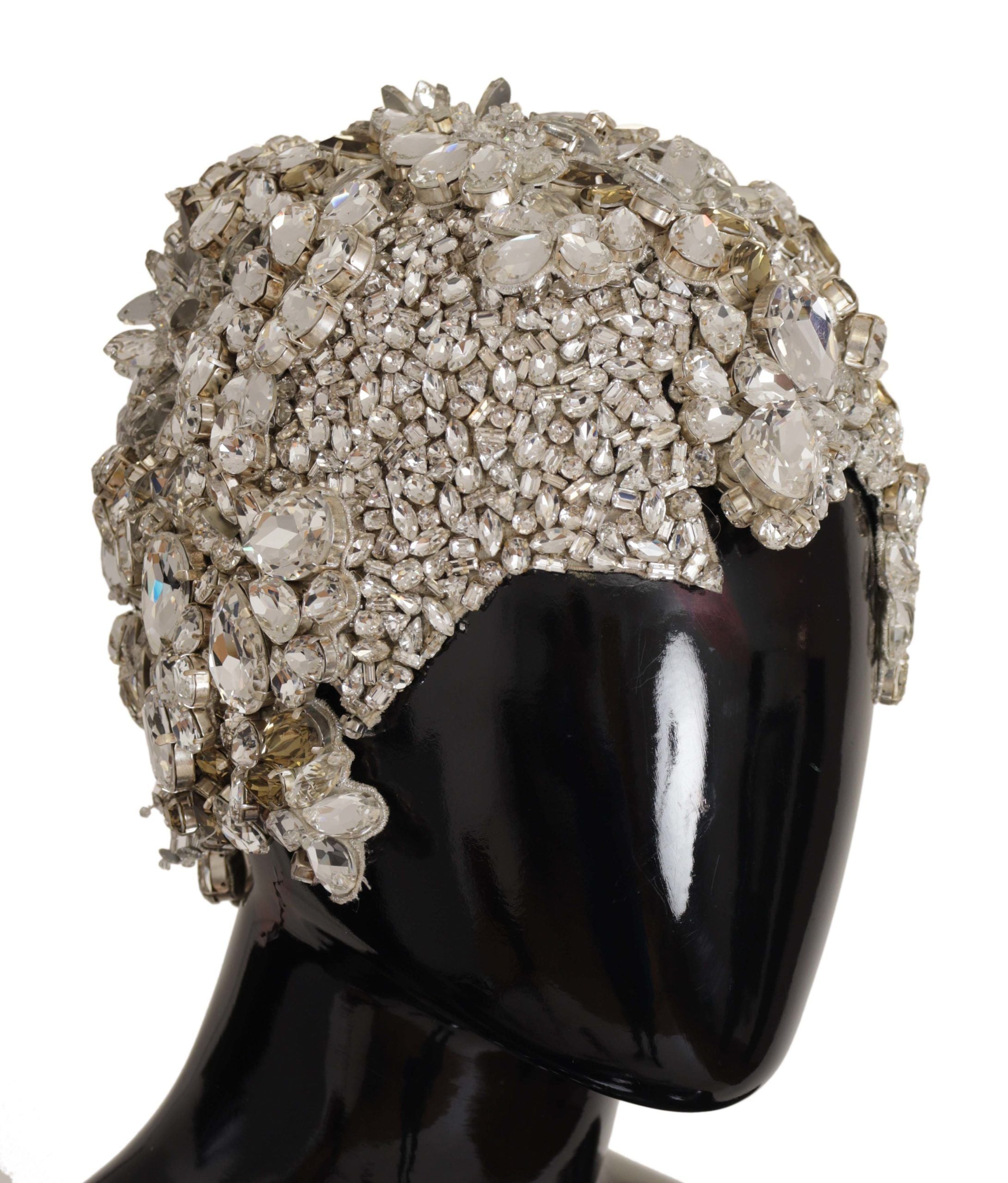 Dolce & Gabbana Сребърна сълза от мъниста Casque с тюрбан с пайети