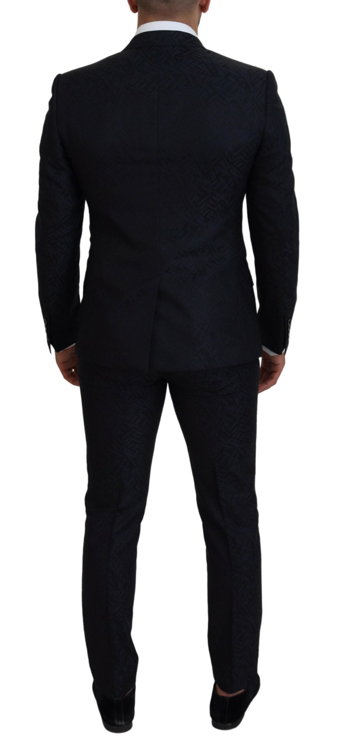 Dolce & Gabbana Син фентъзи копринен вълнен костюм MARTINI Slim Fit