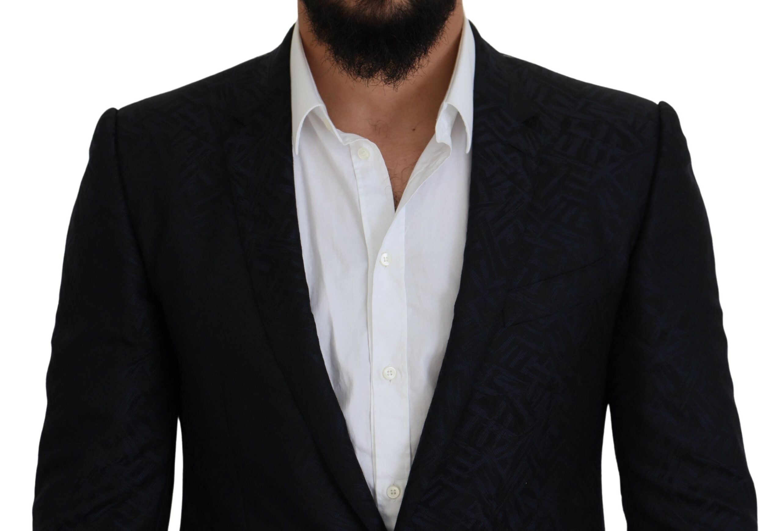 Dolce & Gabbana Син фентъзи копринен вълнен костюм MARTINI Slim Fit