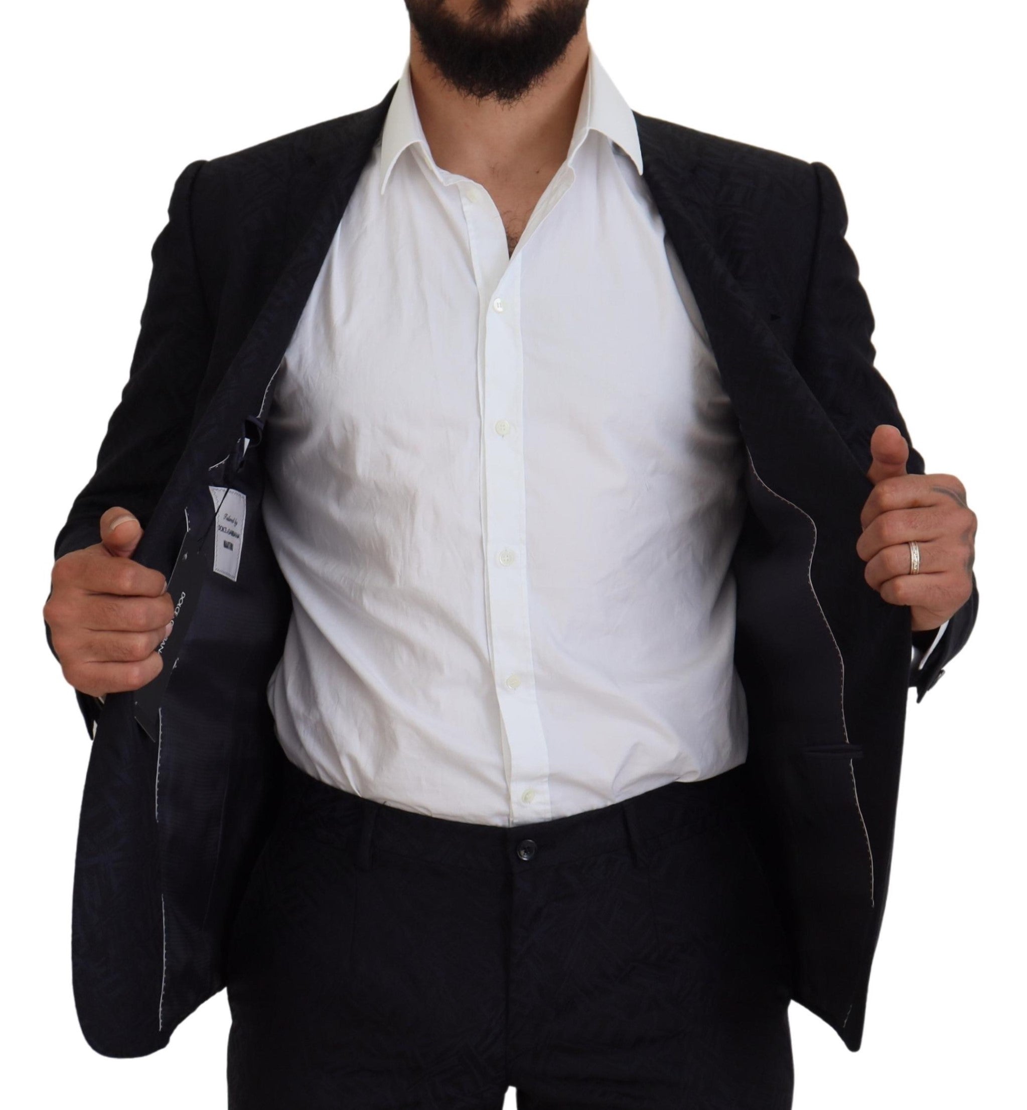Dolce & Gabbana Син фентъзи копринен вълнен костюм MARTINI Slim Fit