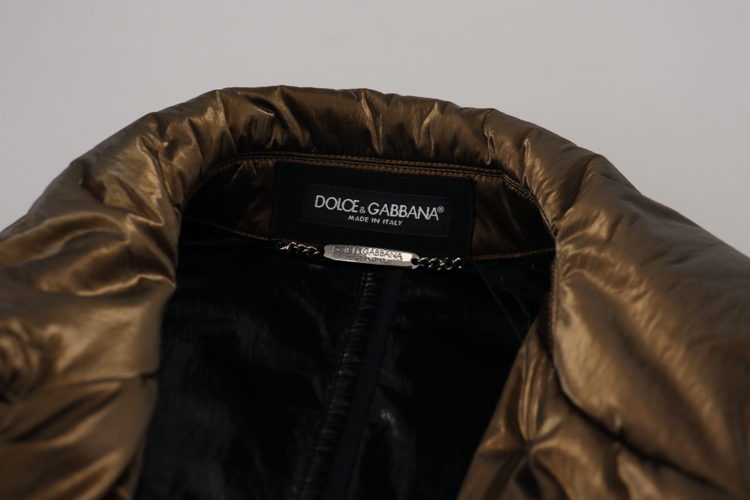 Dolce & Gabbana Двуредно яке с бронзова найлонова яка