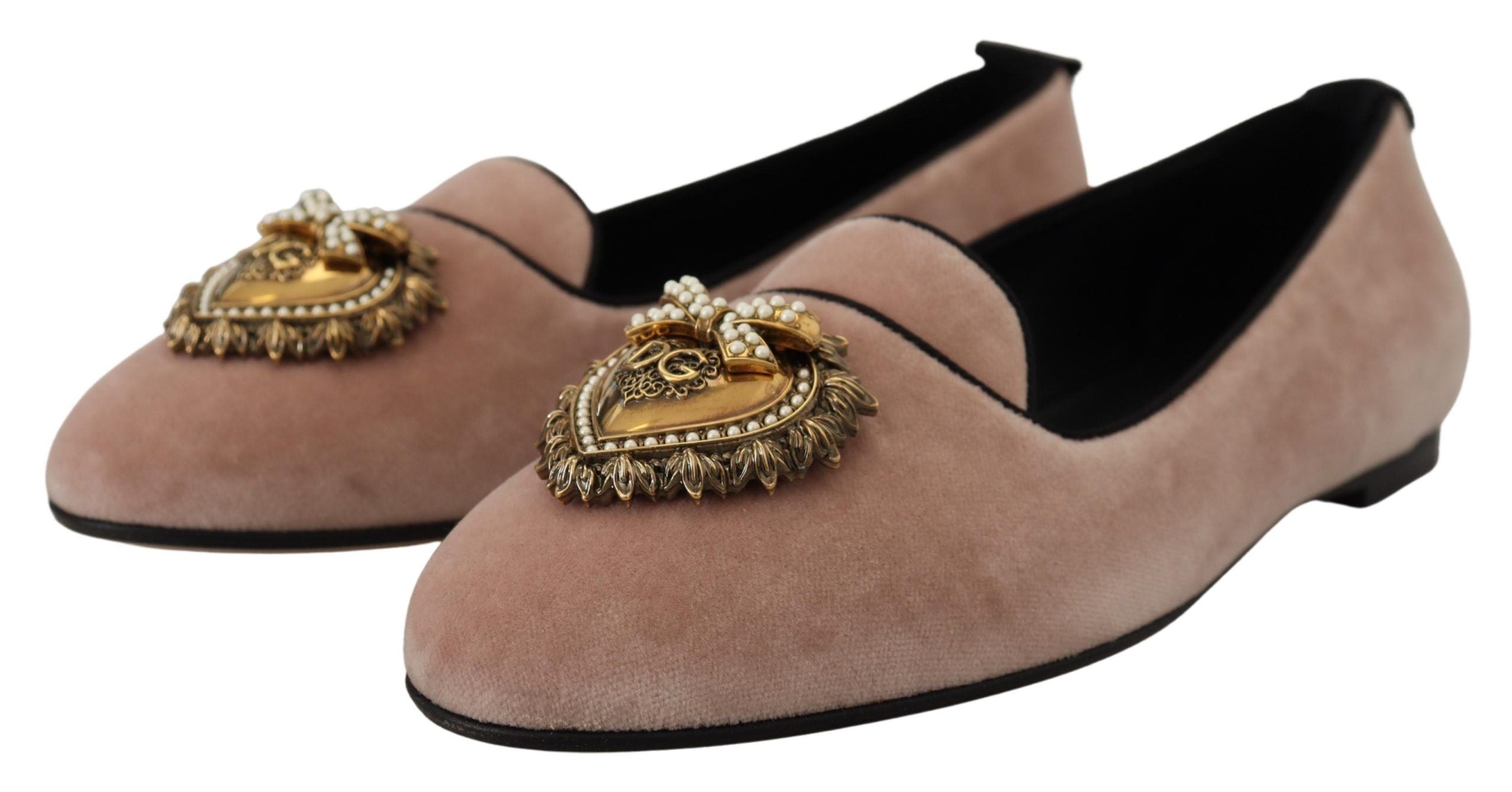 Dolce & Gabbana розови кадифени мокасини с равни обувки