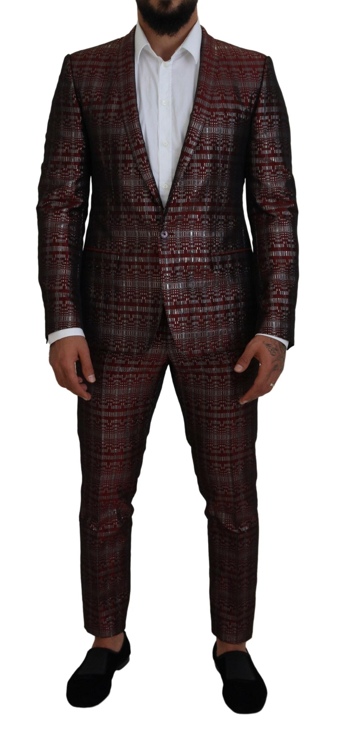 Dolce & Gabbana Bordeaux Silver GOLD Slim Fit костюм