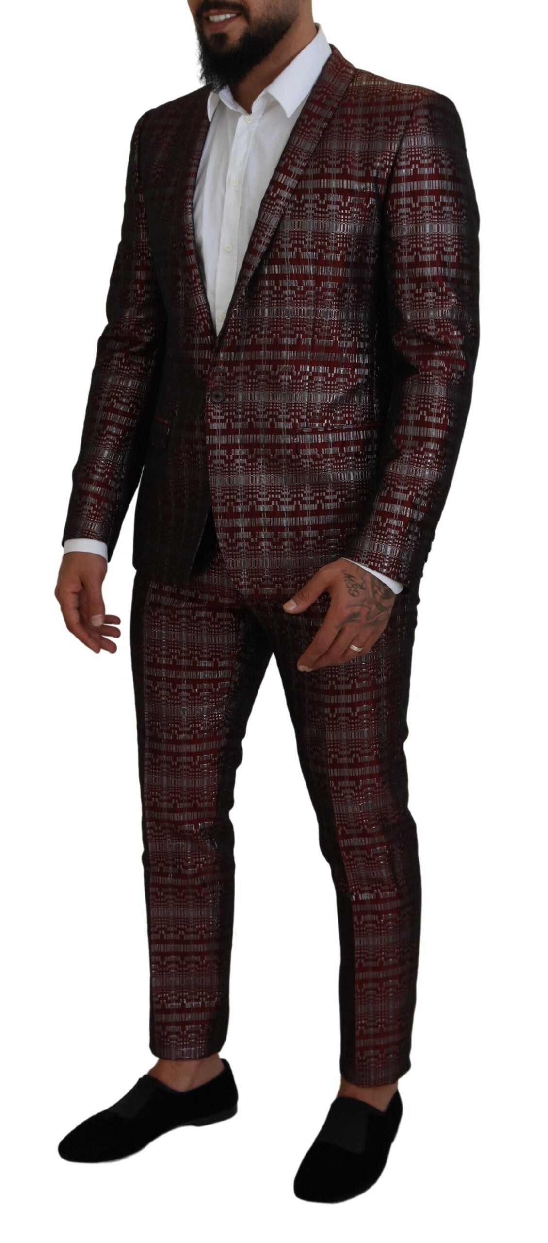 Dolce & Gabbana Bordeaux Silver GOLD Slim Fit костюм