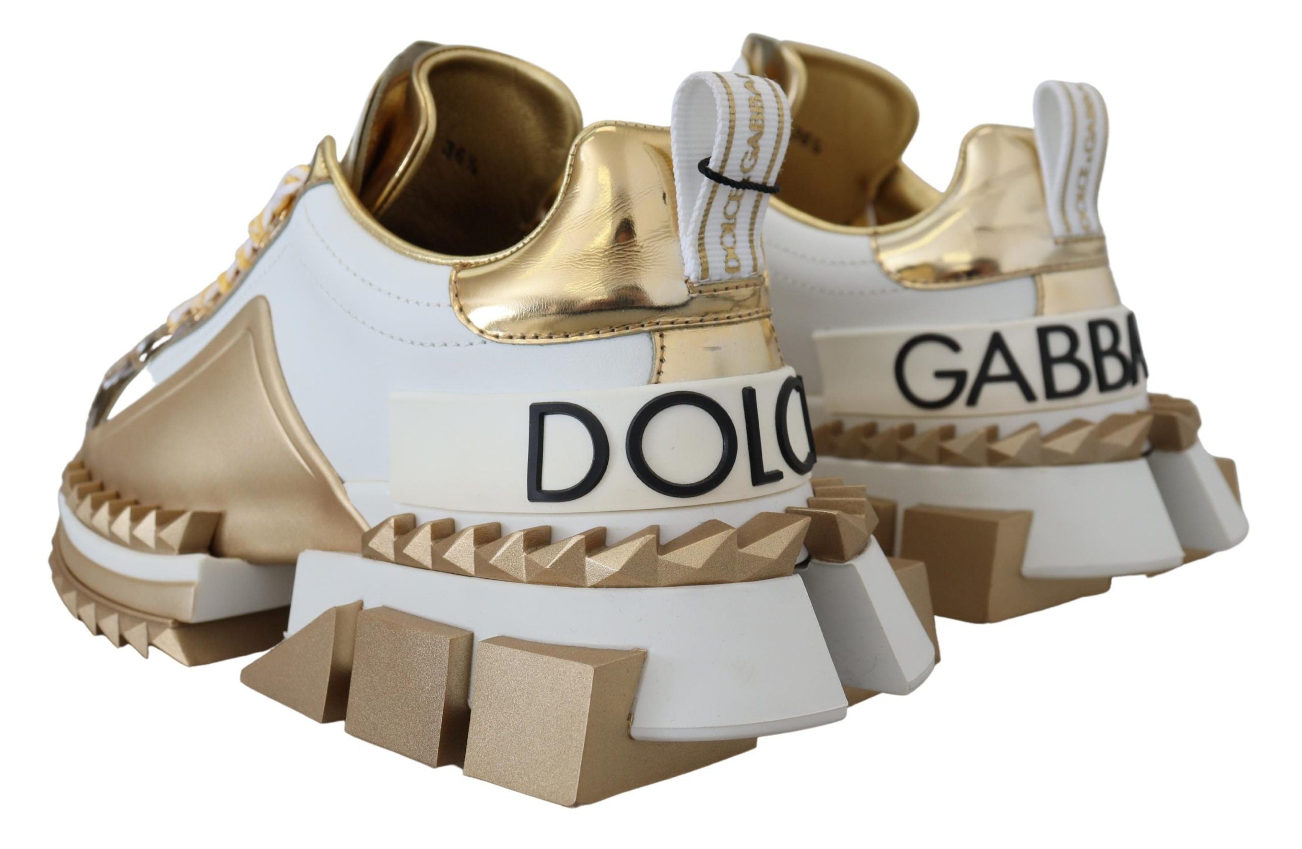 Кожени обувки Super Queen в бяло и злато на Dolce & Gabbana