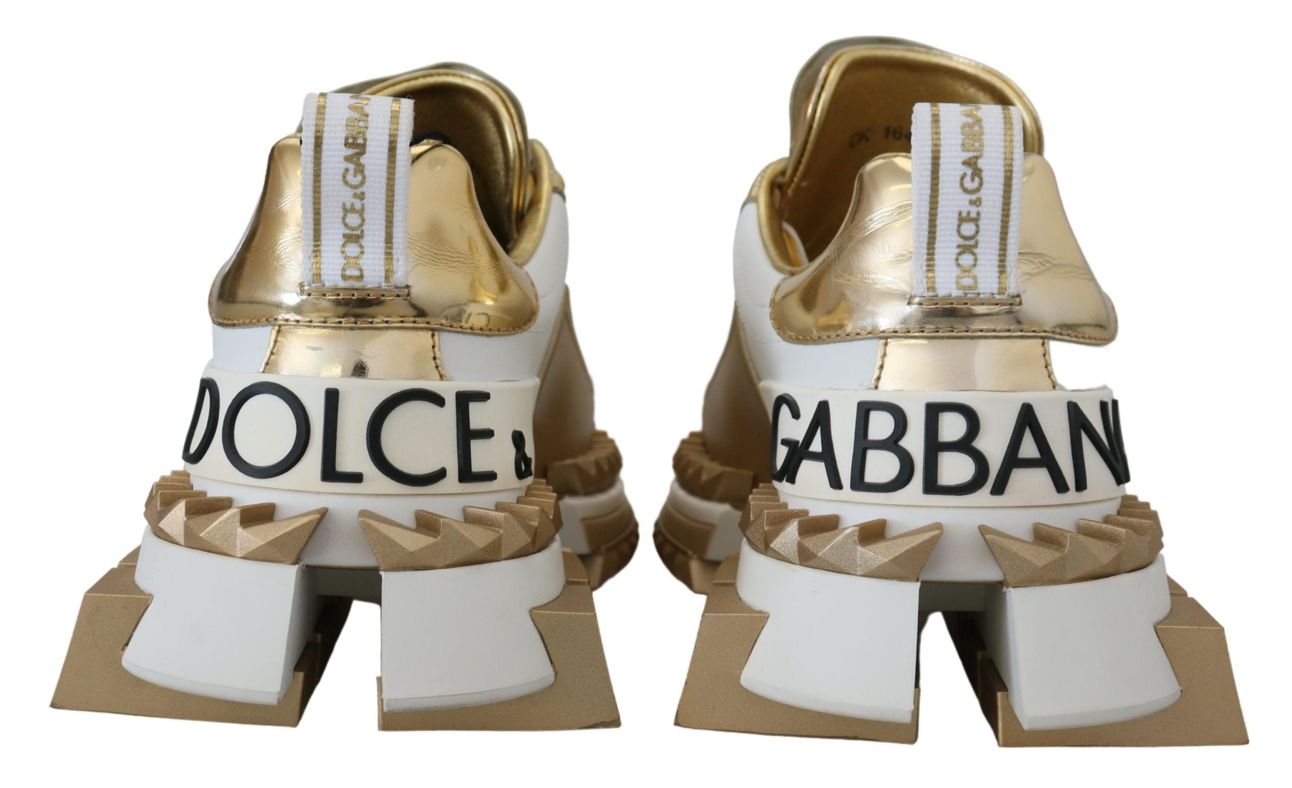 Кожени обувки Super Queen в бяло и злато на Dolce & Gabbana