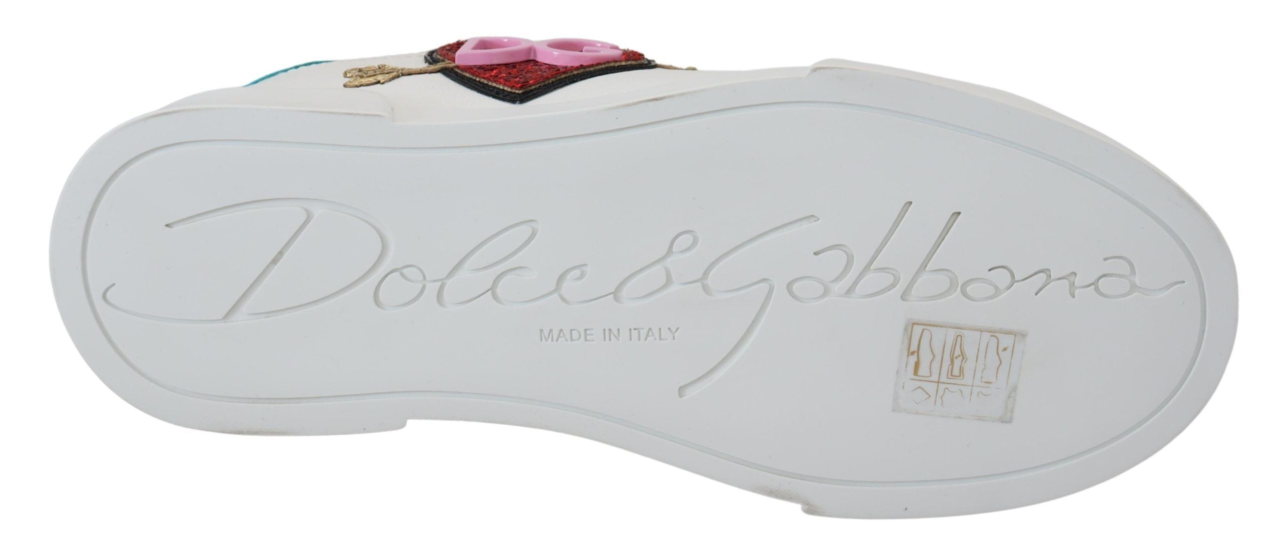 Dolce & Gabbana Бели кожени маратонки Portofino Обувки сърце с лого