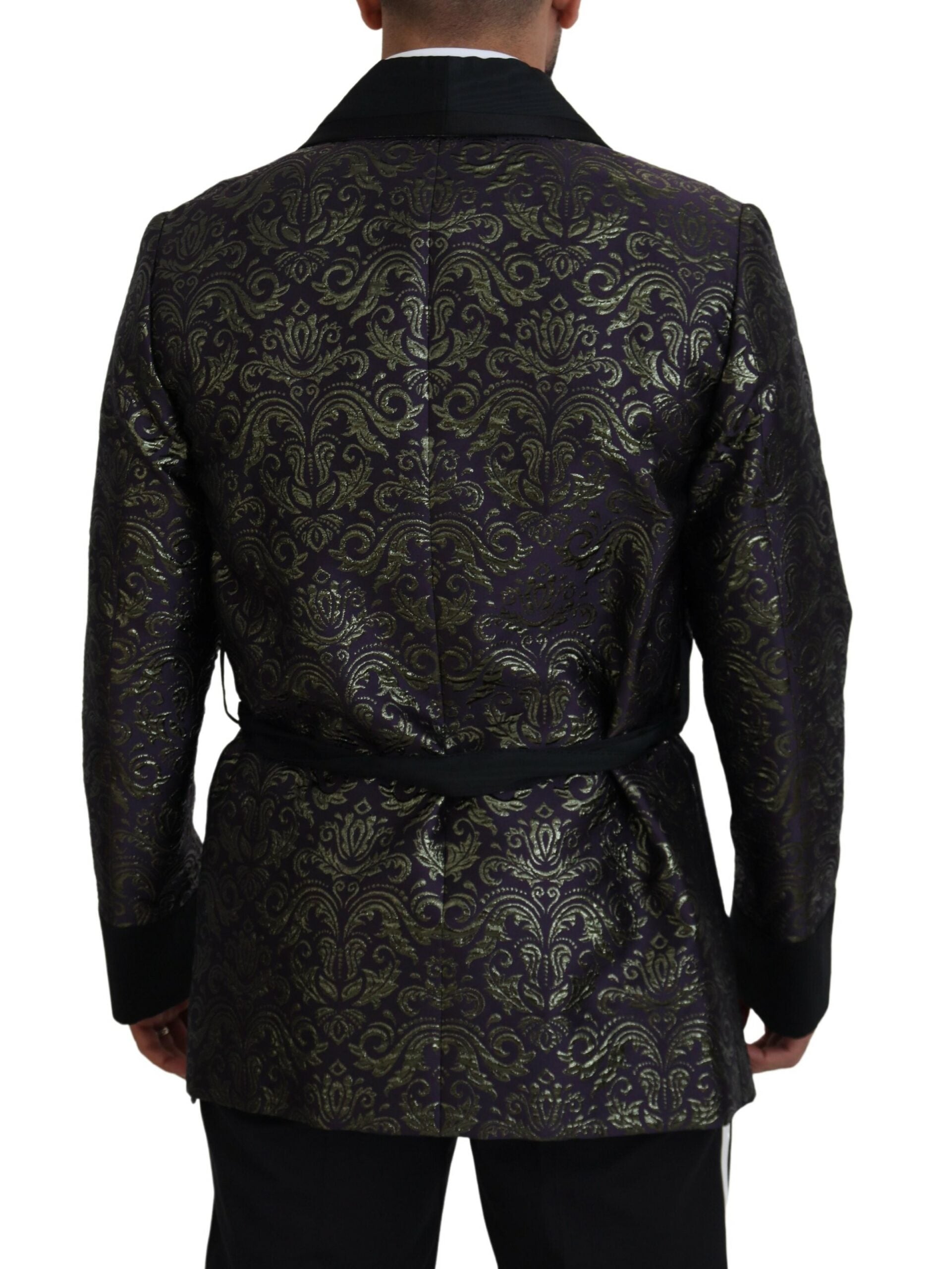 Dolce & Gabbana златисто лилаво бароково сако блейзър халат