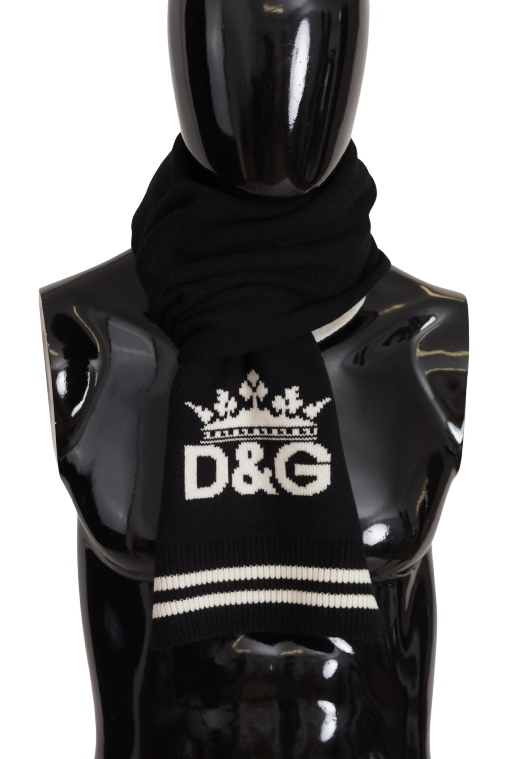 Dolce & Gabbana черно-бял памук DG щампован кашмирен шал шал