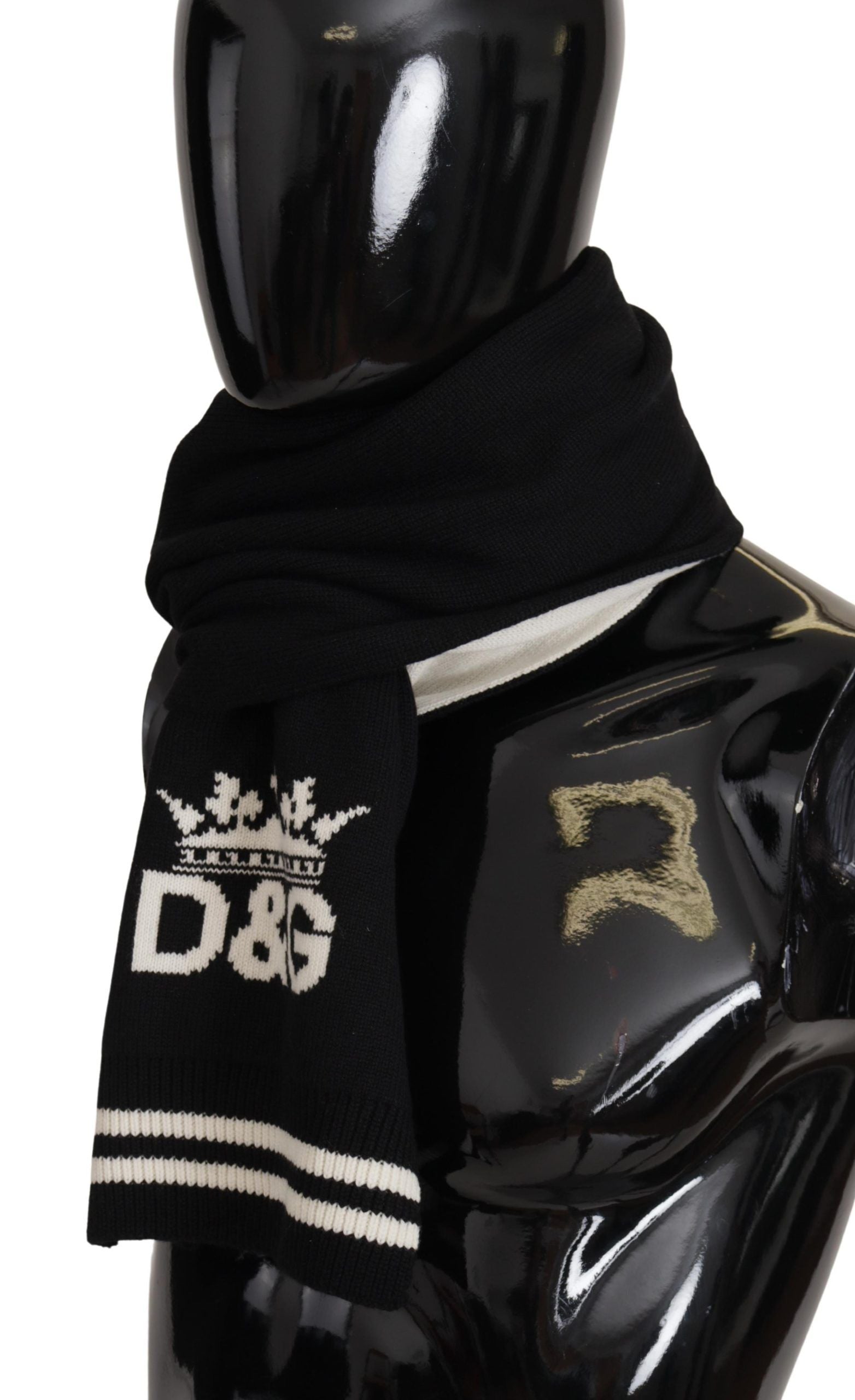 Dolce & Gabbana черно-бял памук DG щампован кашмирен шал шал
