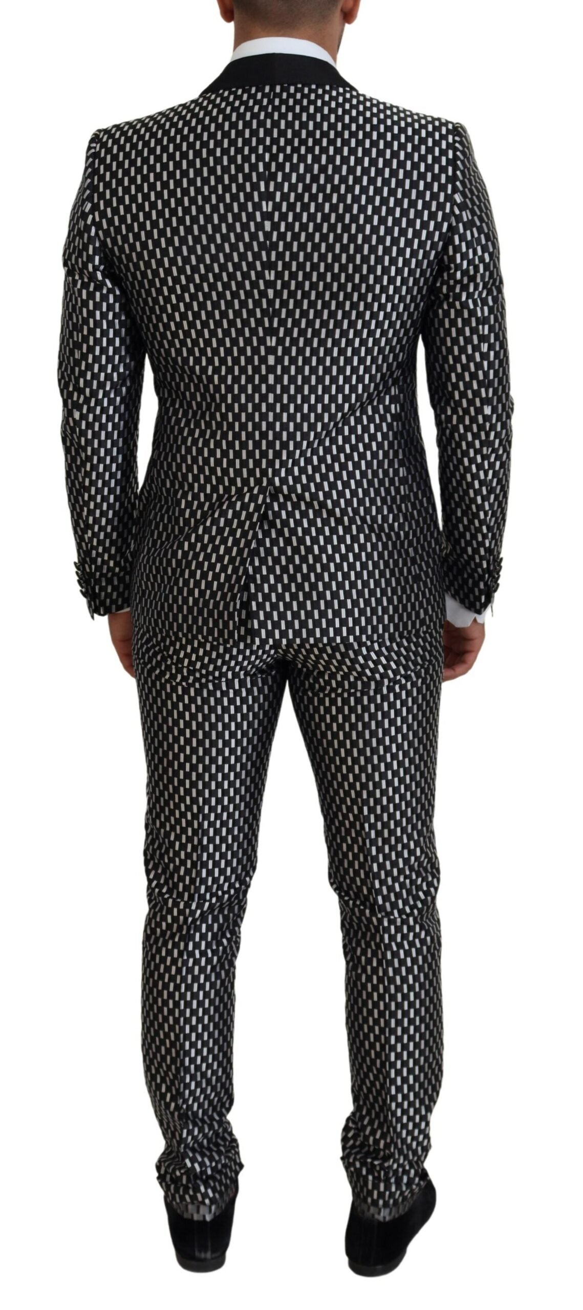 Черно-бял копринен костюм MARTINI Slim Fit на Dolce & Gabbana