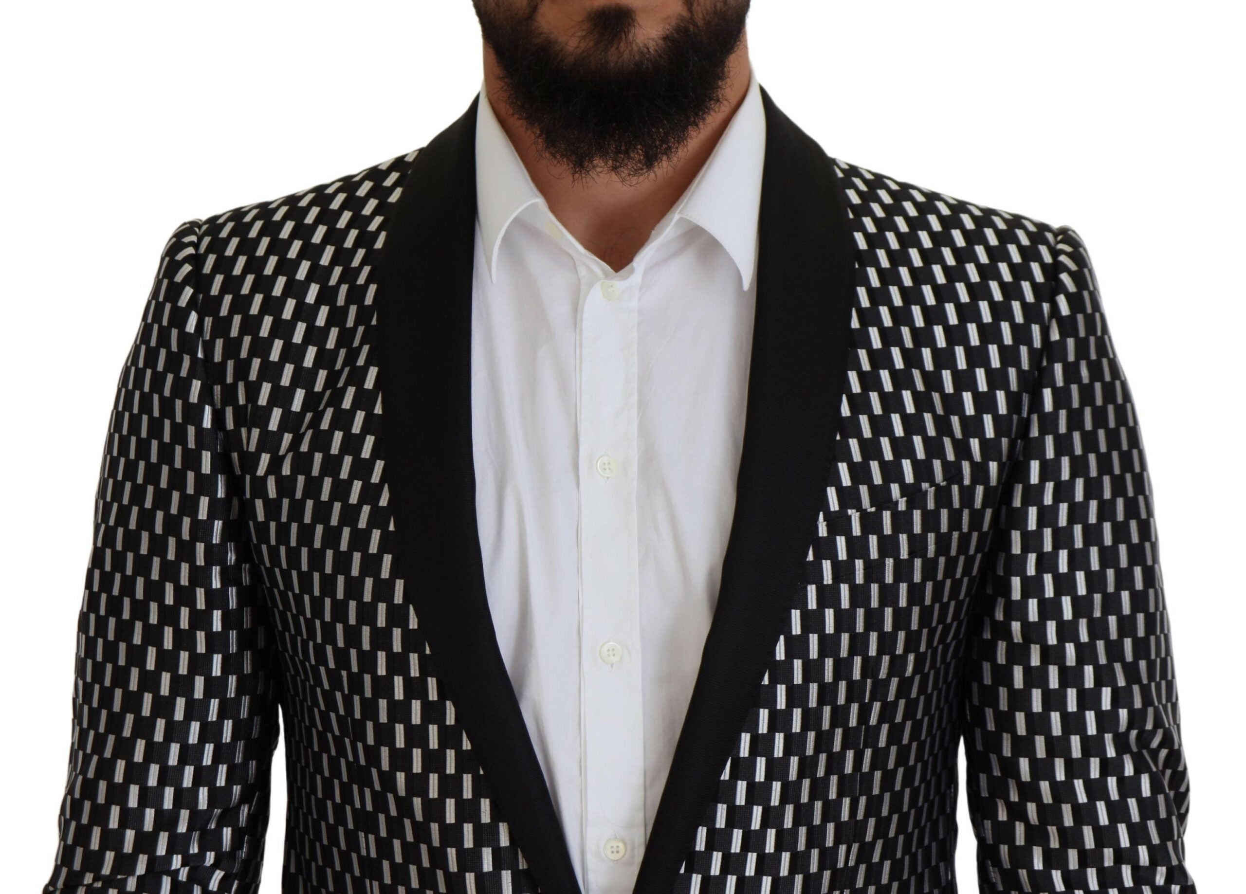Черно-бял копринен костюм MARTINI Slim Fit на Dolce & Gabbana