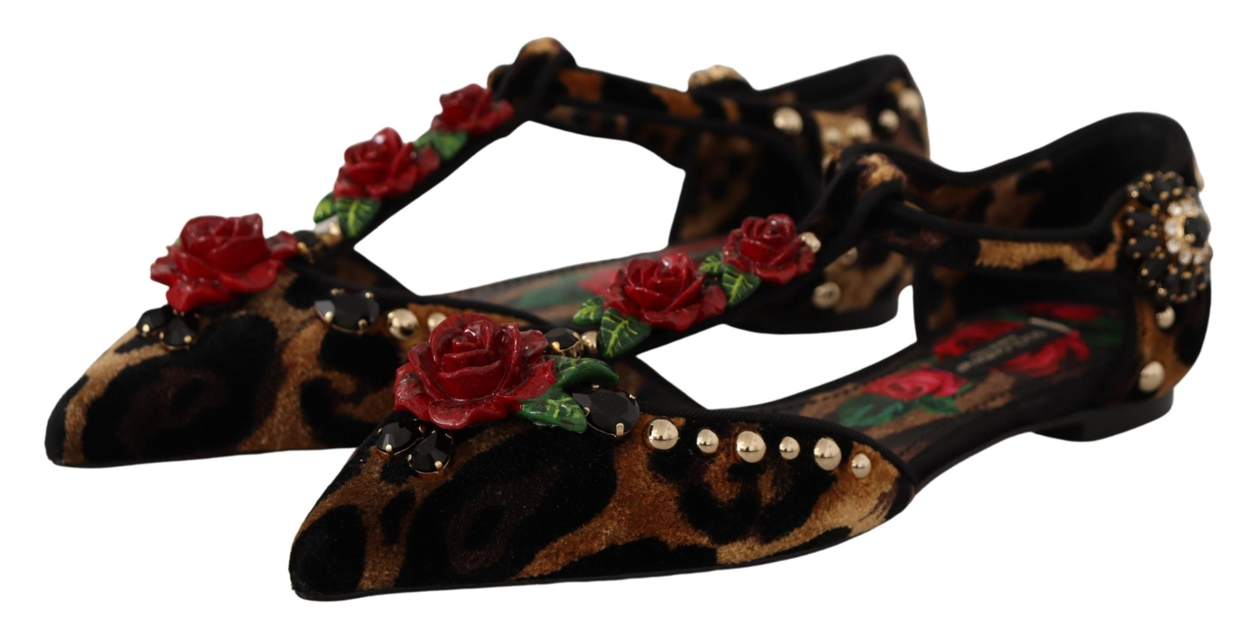 Dolce & Gabbana кафяви обувки тип балерина, украсени с леопардов принт