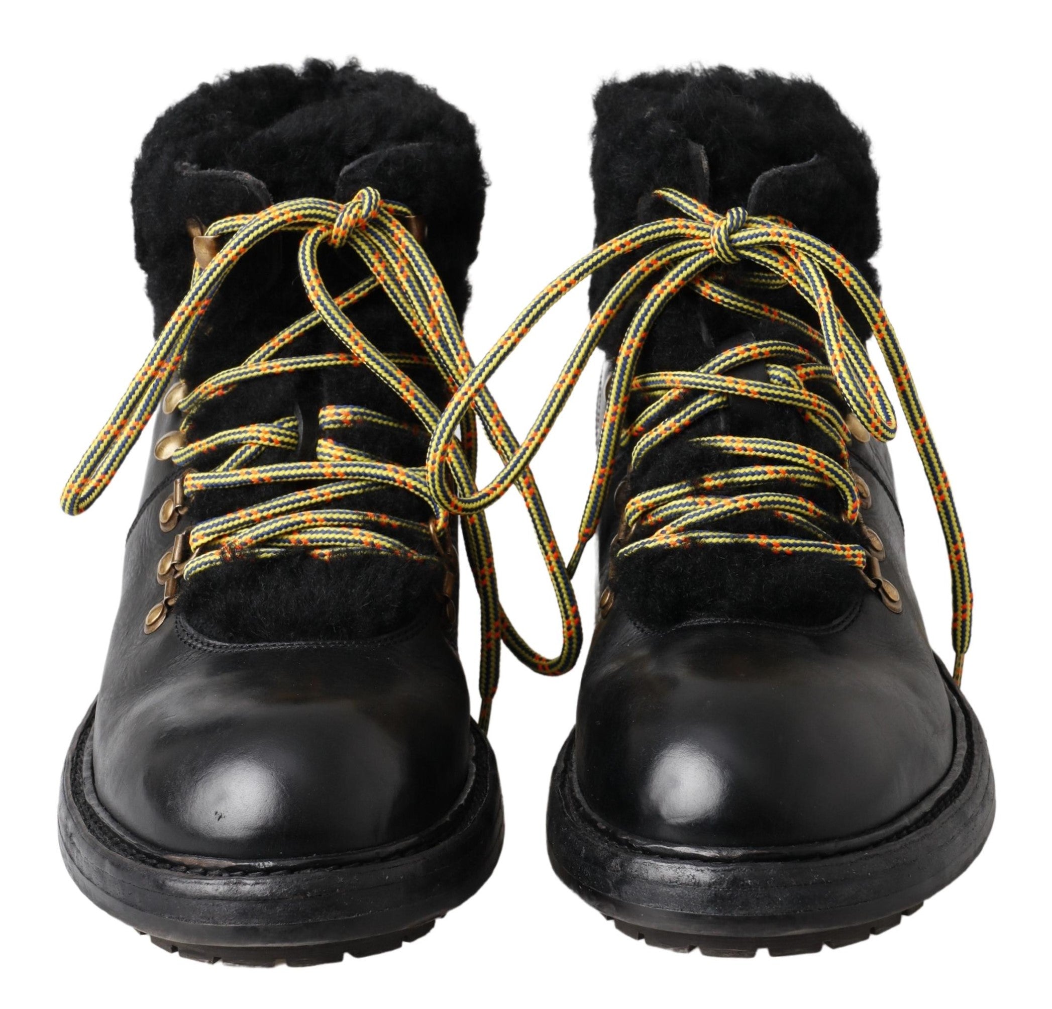 Dolce & Gabbana Черни кожени ботуши Bernini Shearling Обувки
