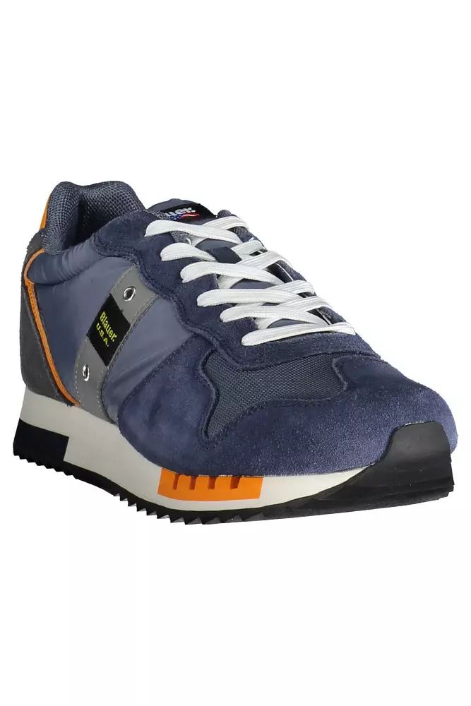 Blauer Elegant Blue Lace-up Sneakers with Contrast Details