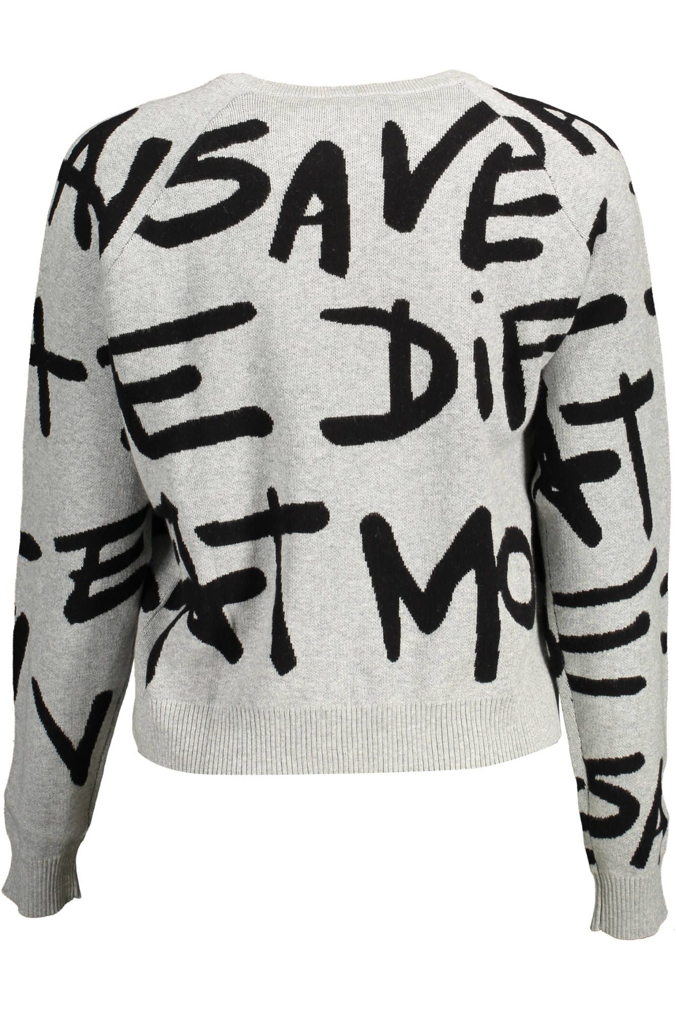 Desigual Sophisticated Gray Contrast Detail Sweater