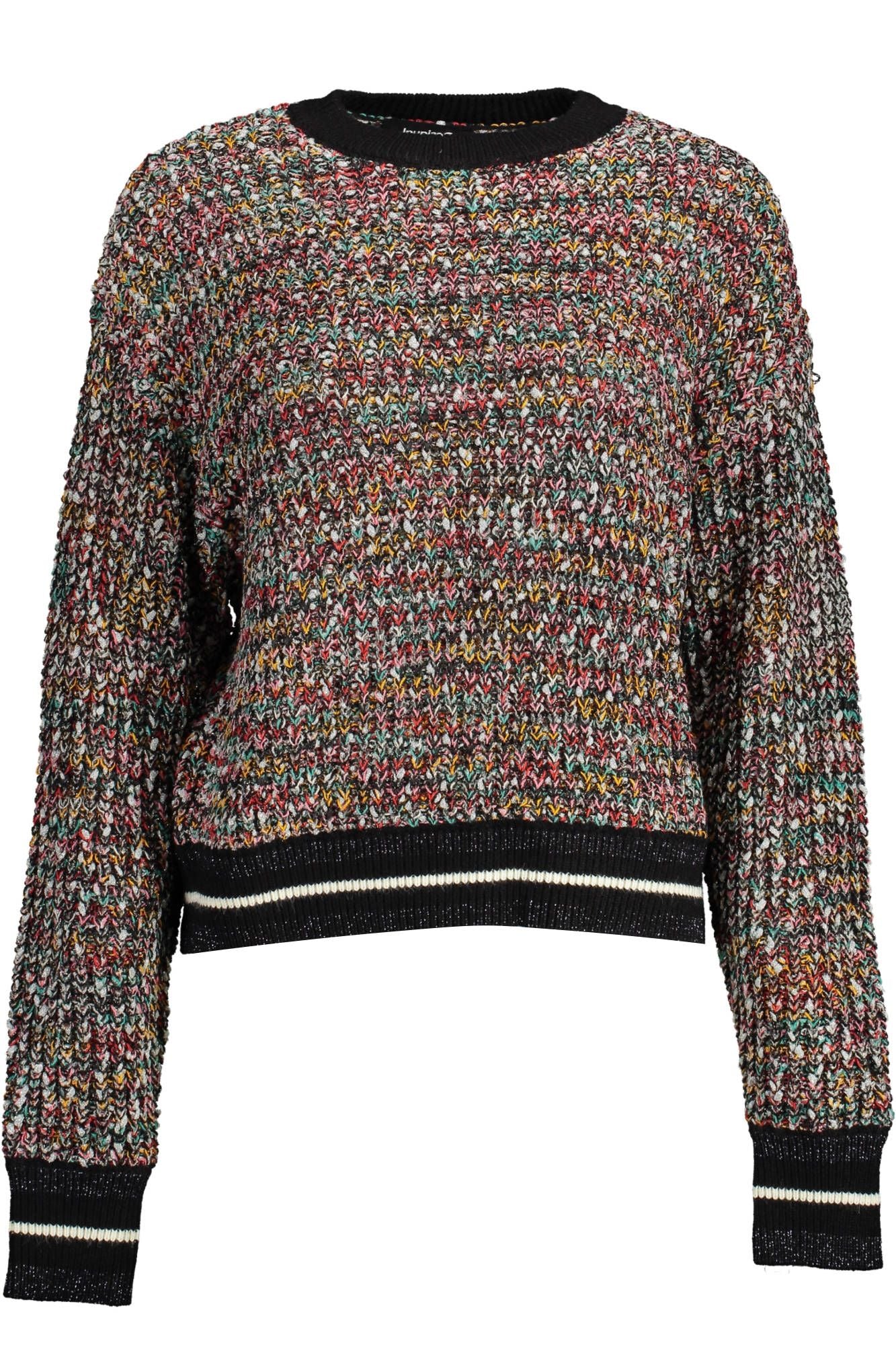 Desigual Enigmatic Black Sweater with Contrasting Details