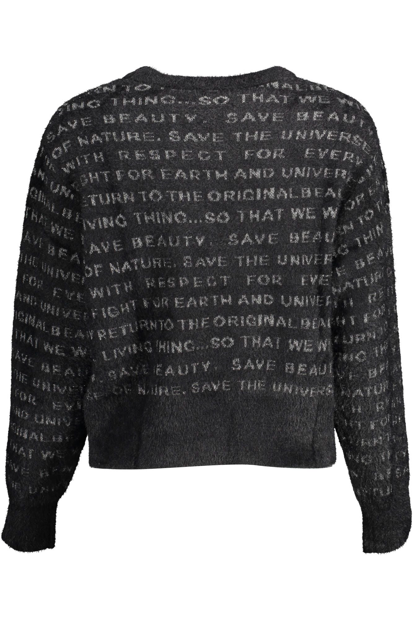Desigual Glamorous Black Long-Sleeved Round Neck Sweater