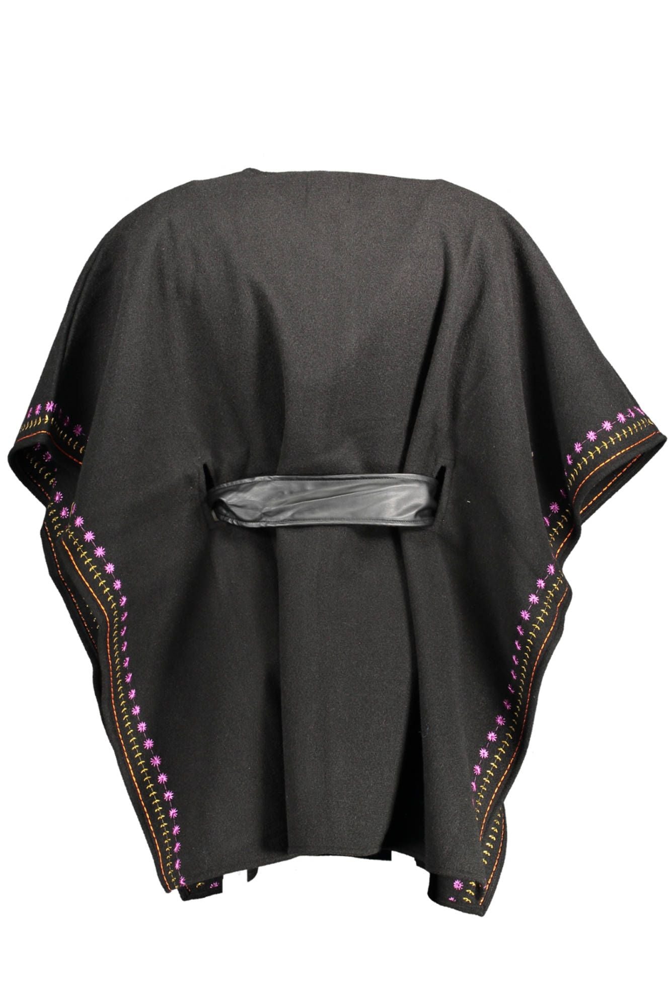 Desigual Elegant Black Poncho with Contrasting Details