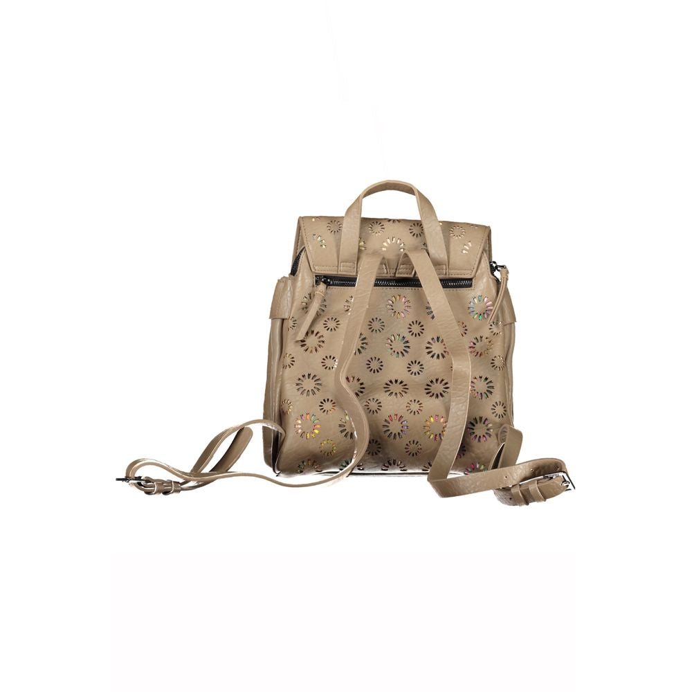 Desigual Chic Brown Backpack with Contrast Details
