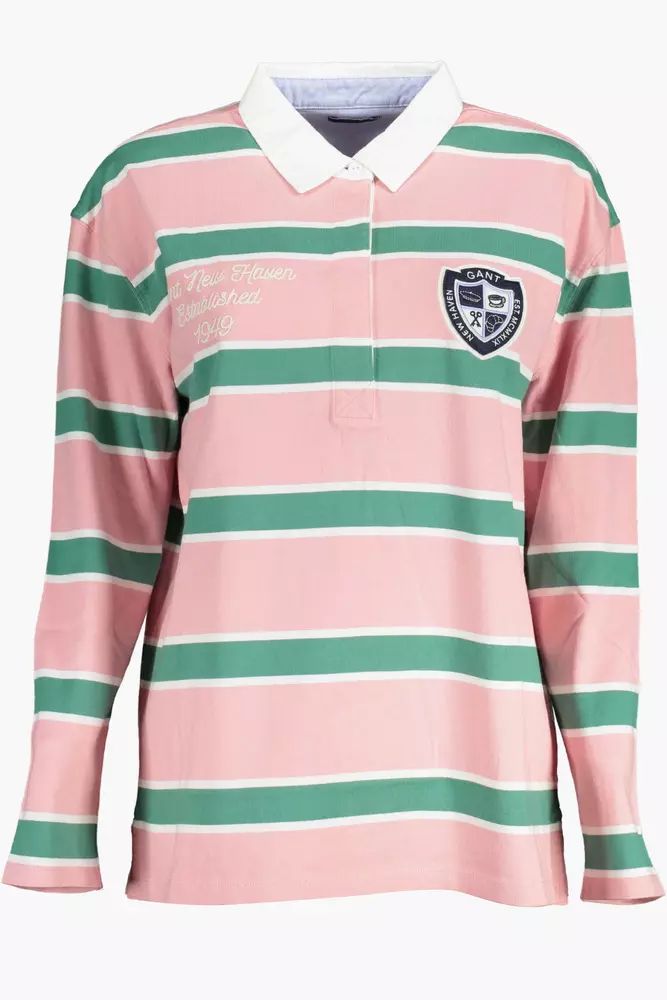 Gant Elegant Long-Sleeve Pink Polo with Contrasting Details