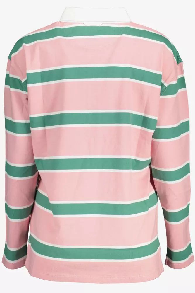 Gant Elegant Long-Sleeve Pink Polo with Contrasting Details
