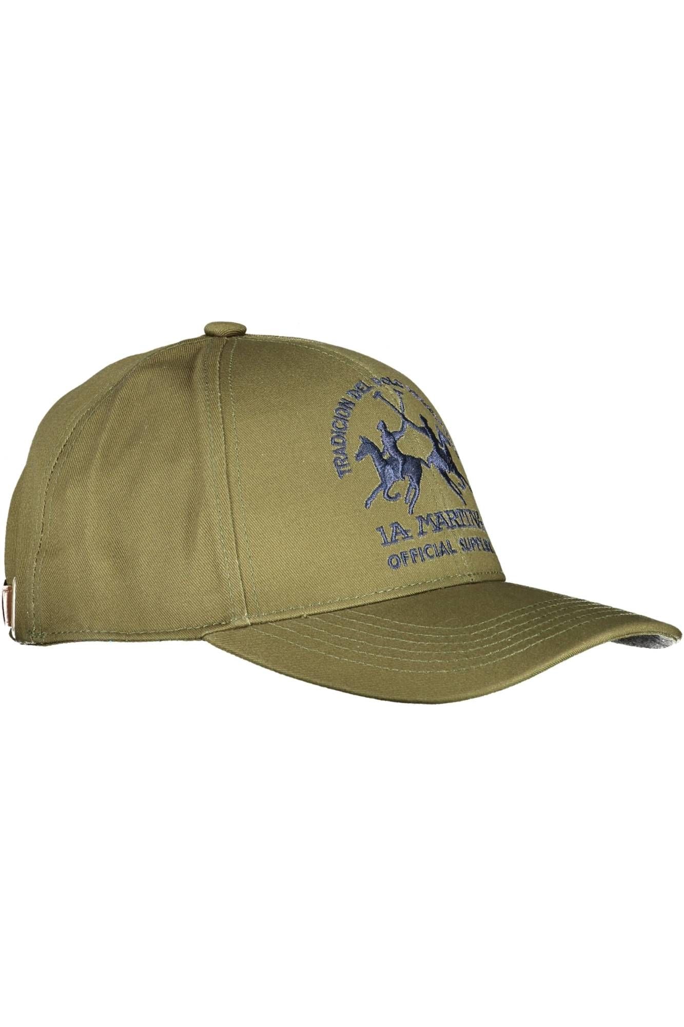 La Martina Elegant Embroidered Green Cotton Visor Hat