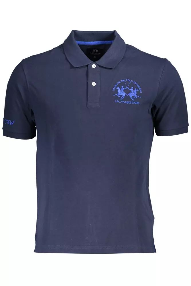 La Martina Elegant Blue Cotton Polo Shirt