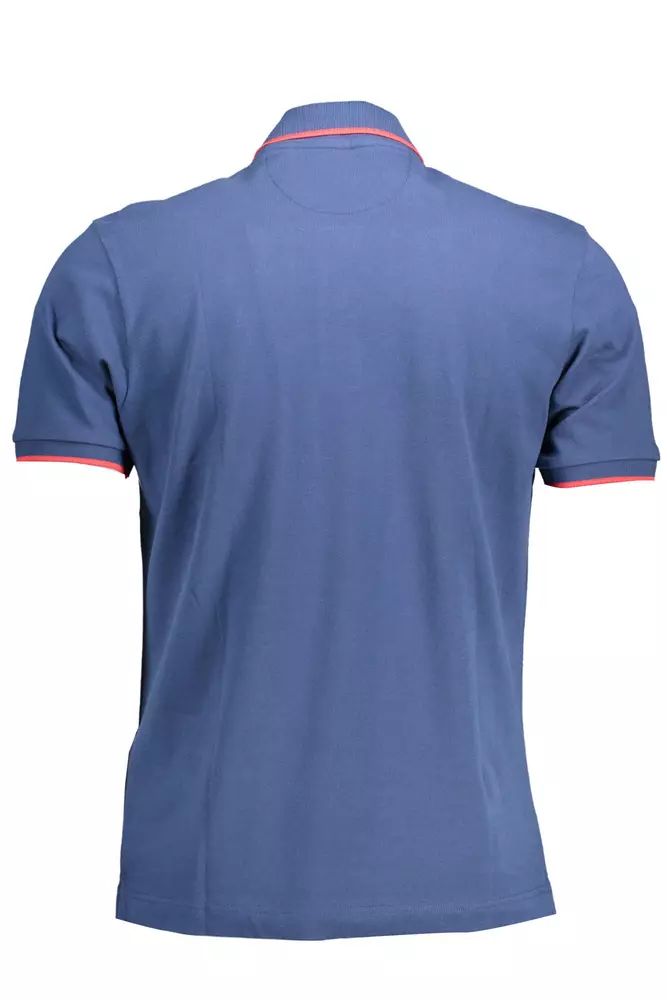 La Martina Elegant Blue Polo Shirt with Contrast Detailing