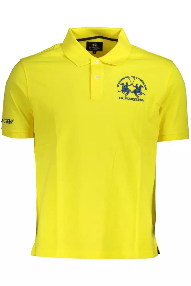 La Martina Elegant Yellow Cotton Polo Shirt