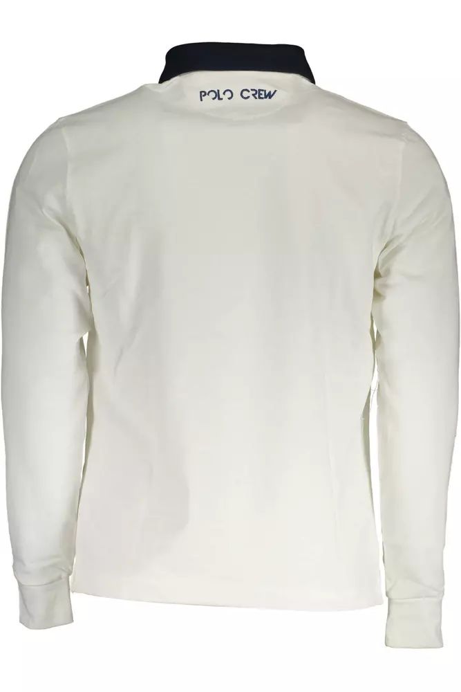 La Martina Elegant Long-Sleeved White Polo with Contrasting Details