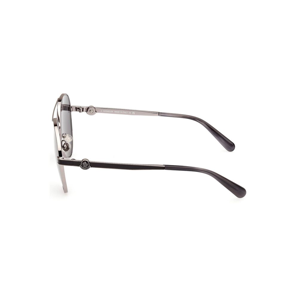Moncler Chic Round Metal Frame Sunglasses with Smoke Lens